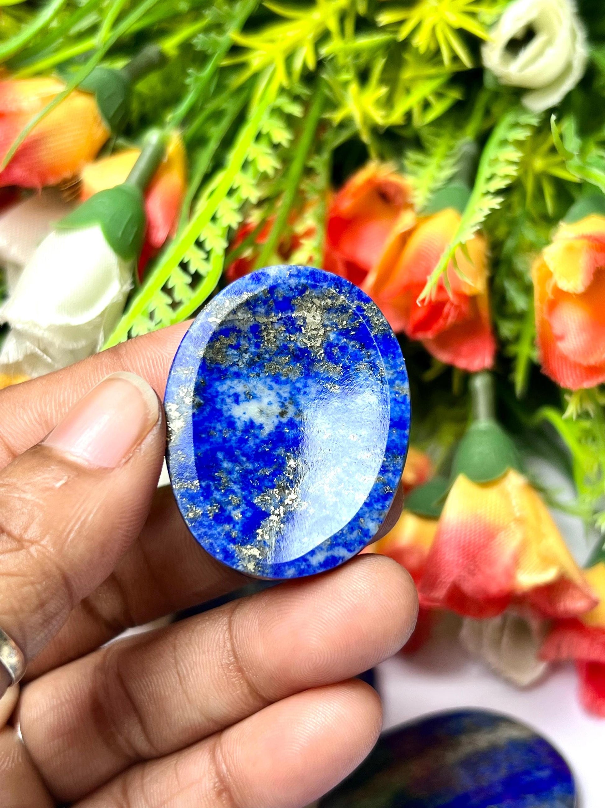 Lapis lazuli Stone Worry Stone – Crystal Worry Stone – Pocket Stone – Healing Crystal - 4cmx3cm Thumb Stone One (1) Piece