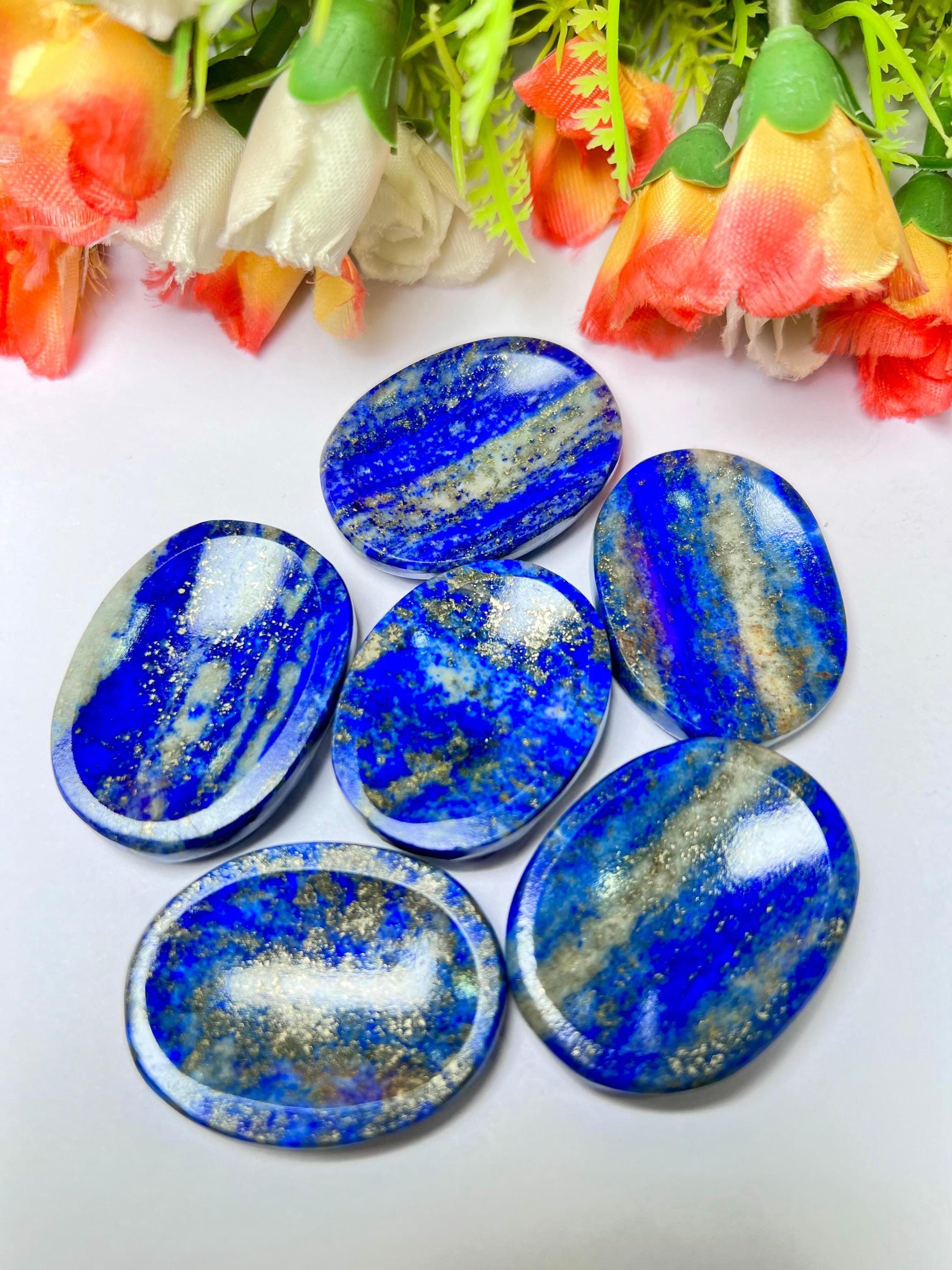 Lapis lazuli Stone Worry Stone – Crystal Worry Stone – Pocket Stone – Healing Crystal - 4cmx3cm Thumb Stone One (1) Piece