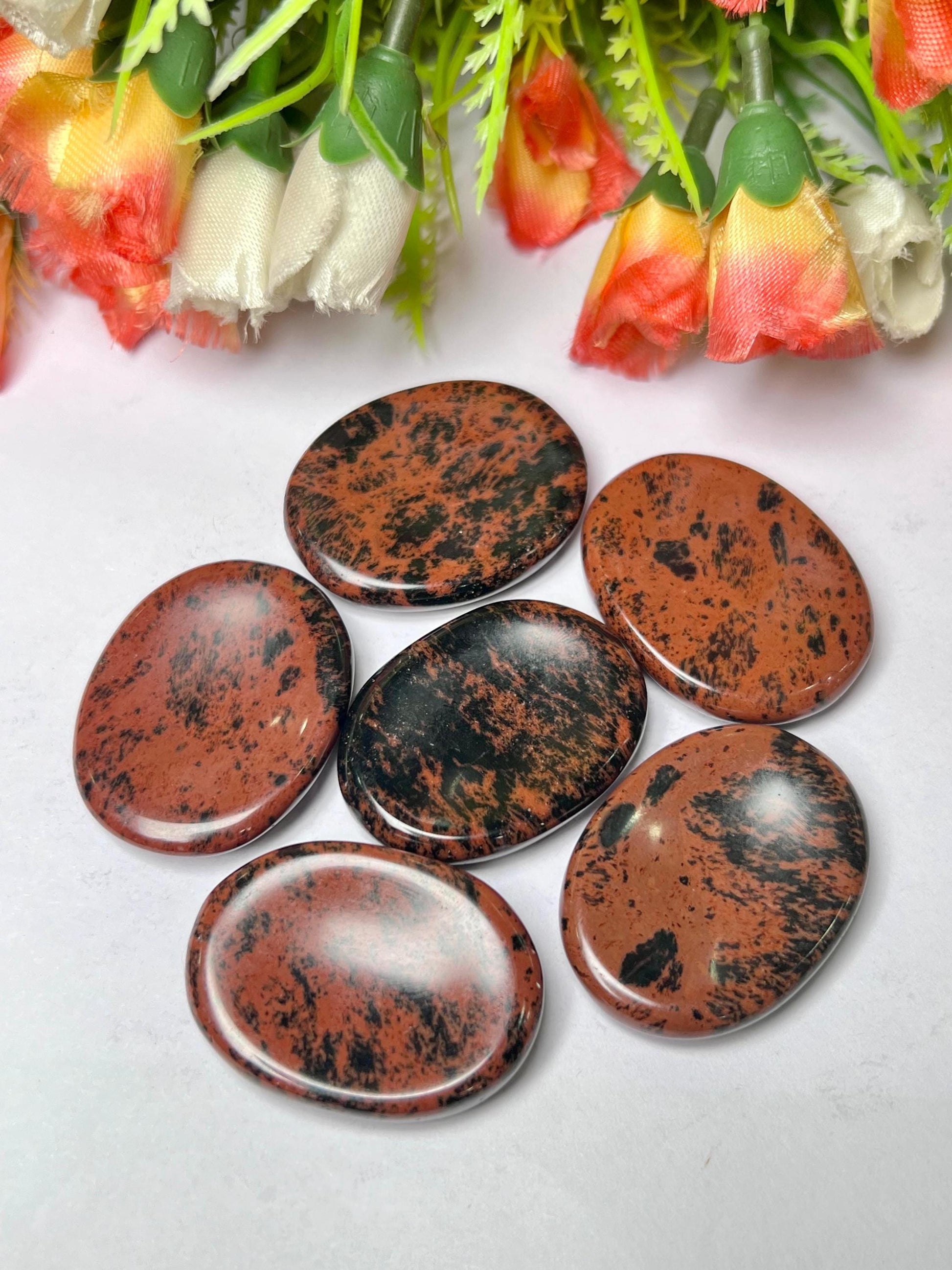 Mahogany Obsidian Stone Worry Stone – Crystal Worry Stone – Pocket Stone – Healing Crystal - 4cmx3cm Thumb Stone One (1) Piece