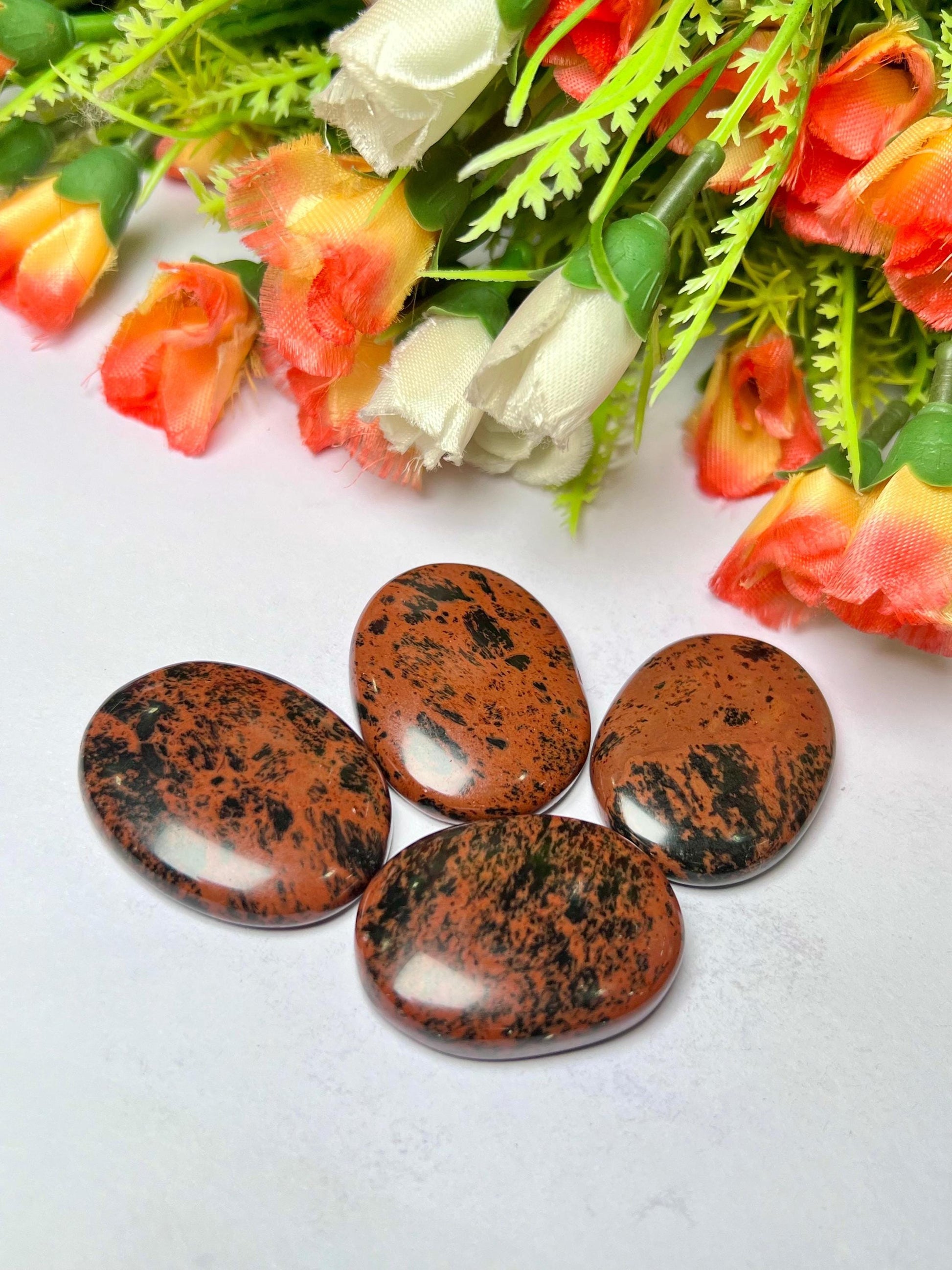 Mahogany Obsidian Stone Worry Stone – Crystal Worry Stone – Pocket Stone – Healing Crystal - 4cmx3cm Thumb Stone One (1) Piece