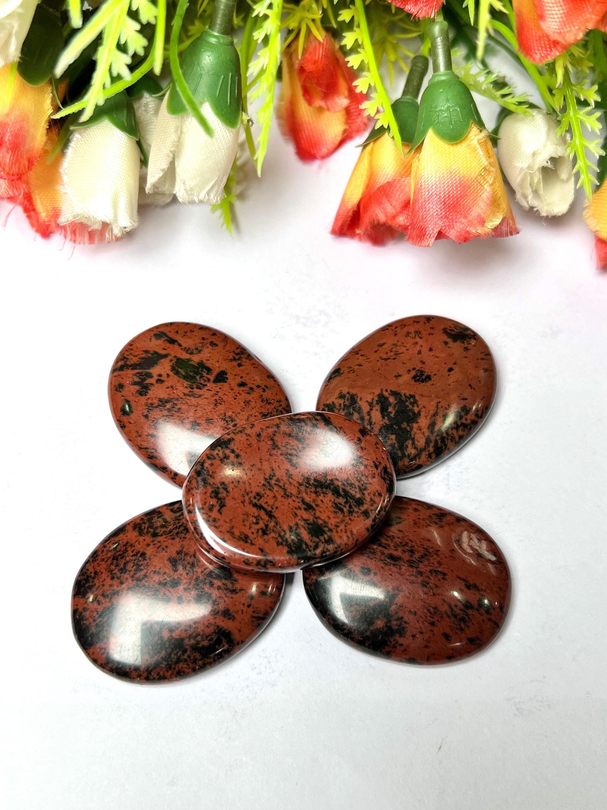 Mahogany Obsidian Stone Worry Stone – Crystal Worry Stone – Pocket Stone – Healing Crystal - 4cmx3cm Thumb Stone One (1) Piece