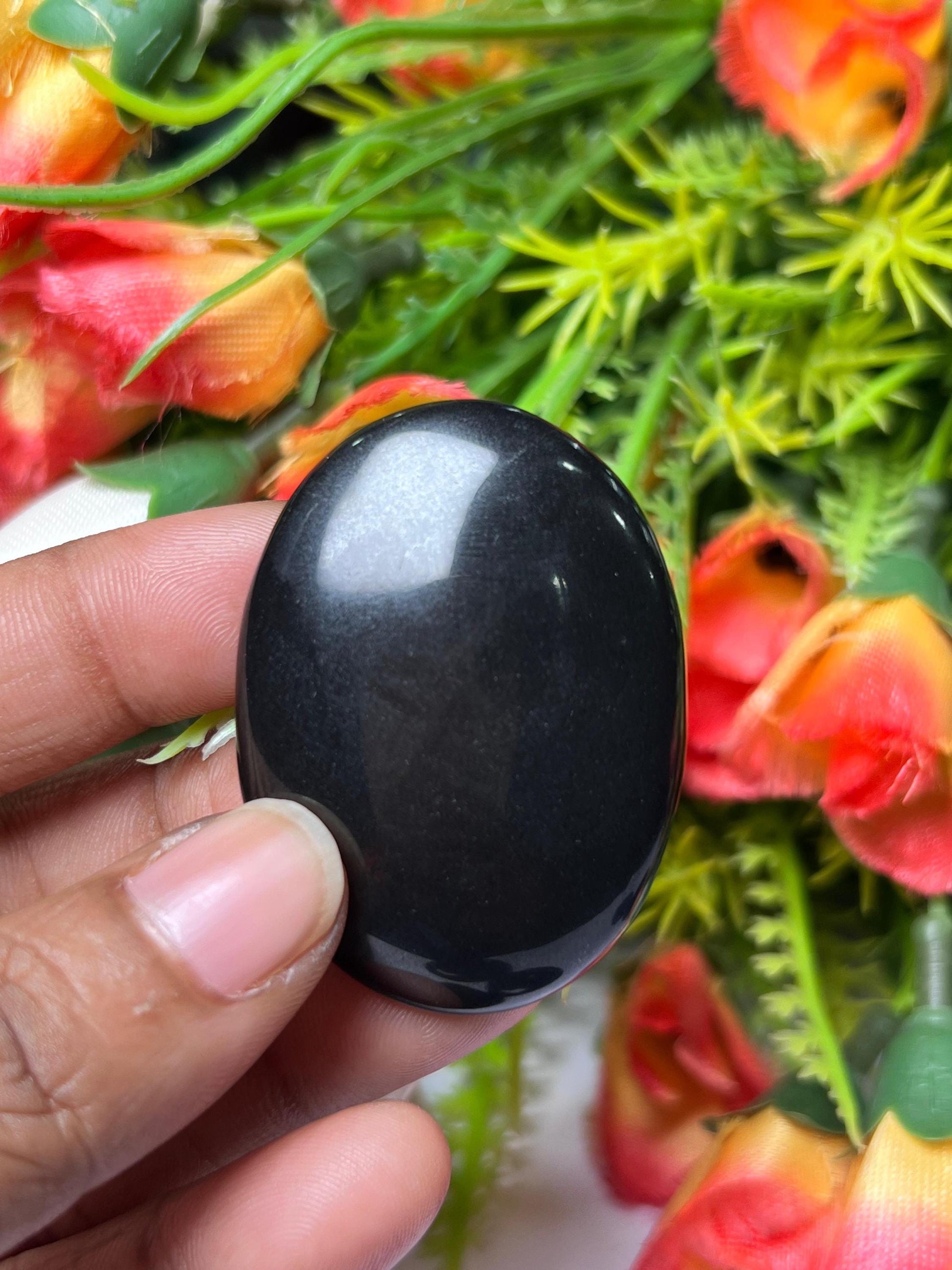 Black Obsidian Stone Worry Stone – Crystal Worry Stone – Pocket Stone – Healing Crystal - 4cmx3cm Thumb Stone One (1) Piece