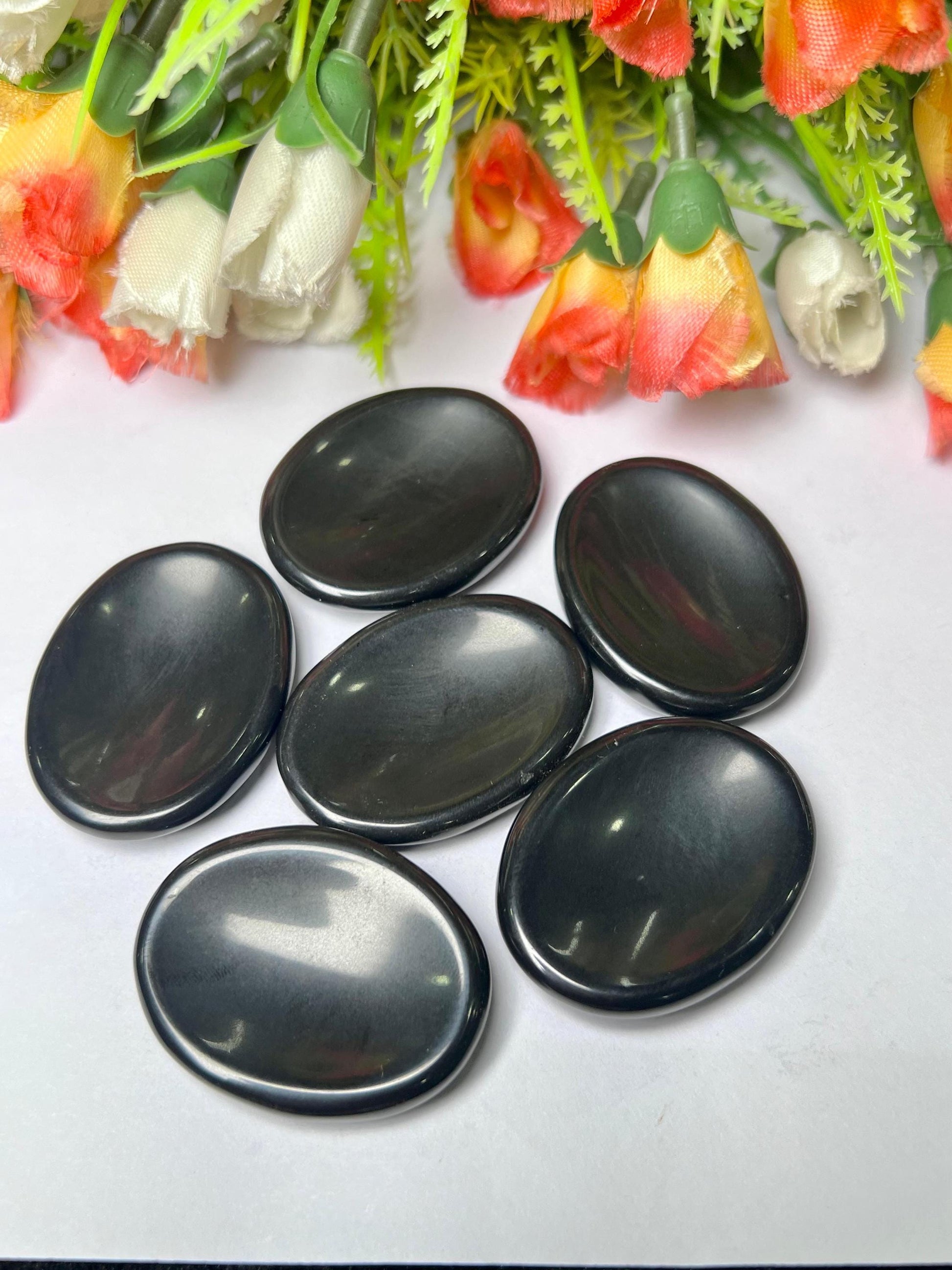 Black Obsidian Stone Worry Stone – Crystal Worry Stone – Pocket Stone – Healing Crystal - 4cmx3cm Thumb Stone One (1) Piece