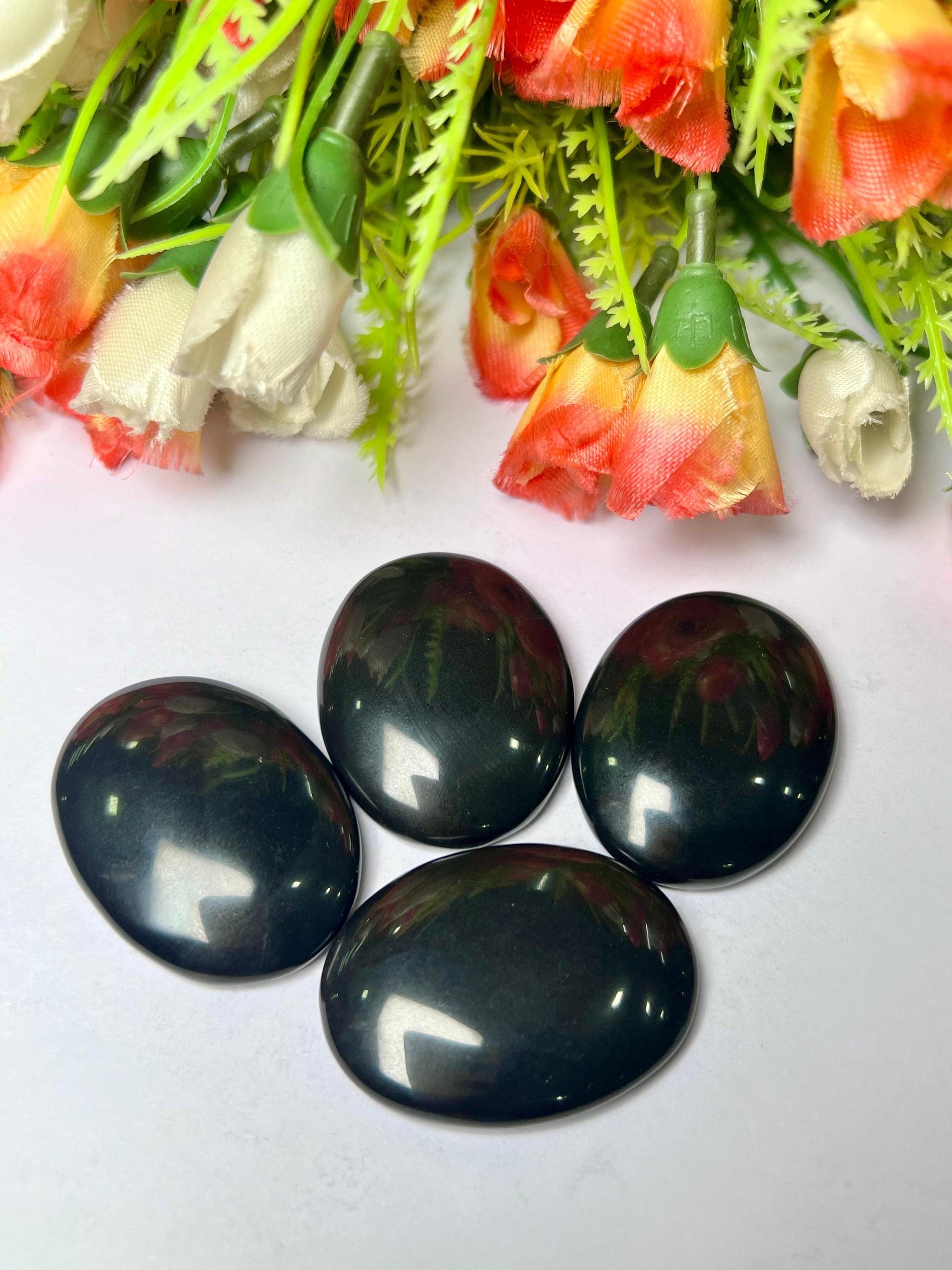 Black Obsidian Stone Worry Stone – Crystal Worry Stone – Pocket Stone – Healing Crystal - 4cmx3cm Thumb Stone One (1) Piece