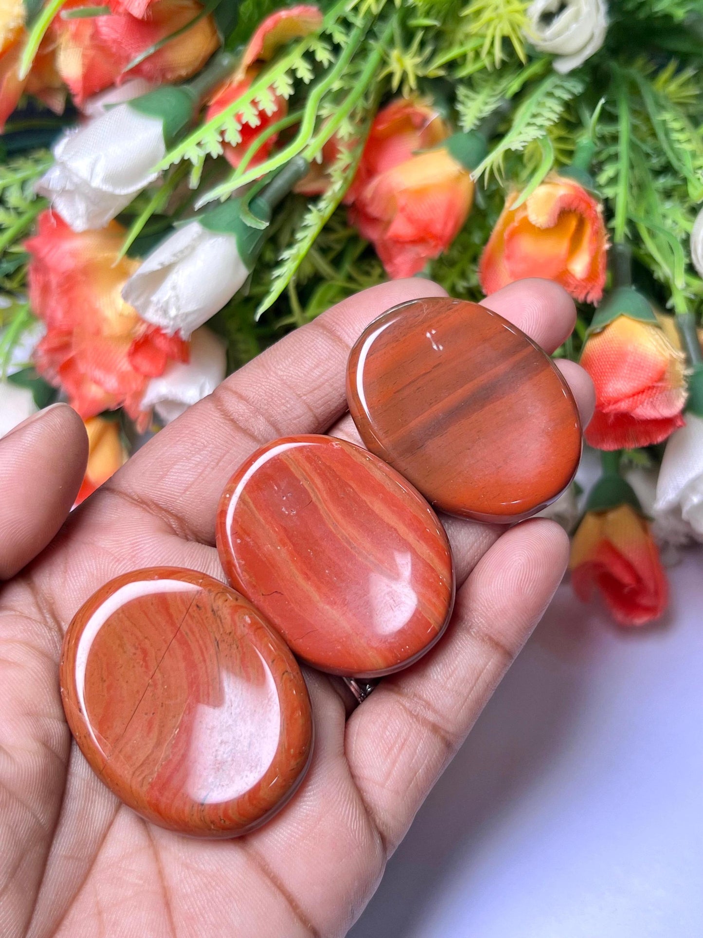 Red Jasper Stone Worry Stone – Crystal Worry Stone – Pocket Stone – Healing Crystal - 4cmx3cm Thumb Stone One (1) Piece