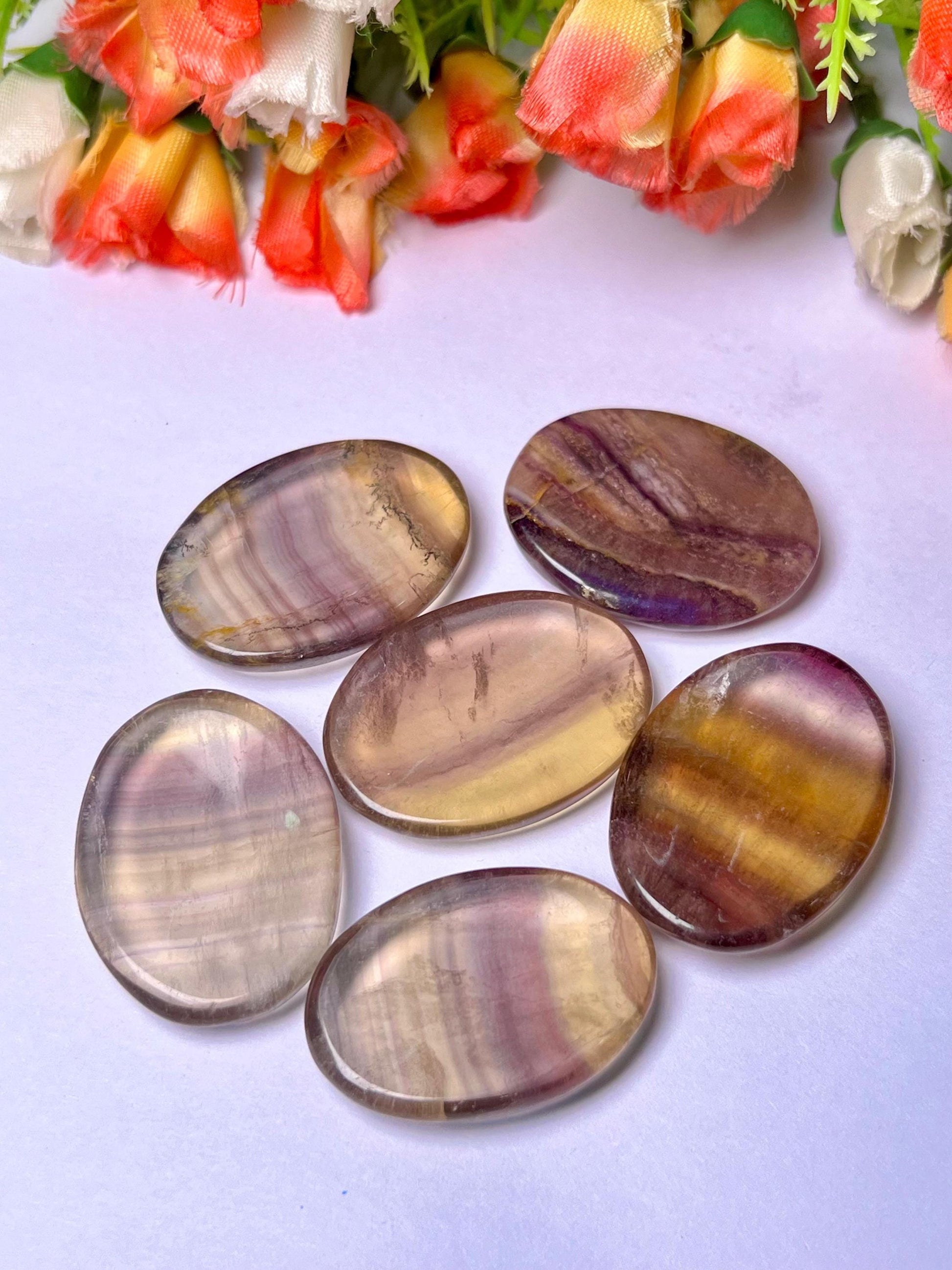 Yellow Fluorite Stone Worry Stone – Crystal Worry Stone – Pocket Stone – Healing Crystal - 4cmx3cm Thumb Stone One (1) Piece