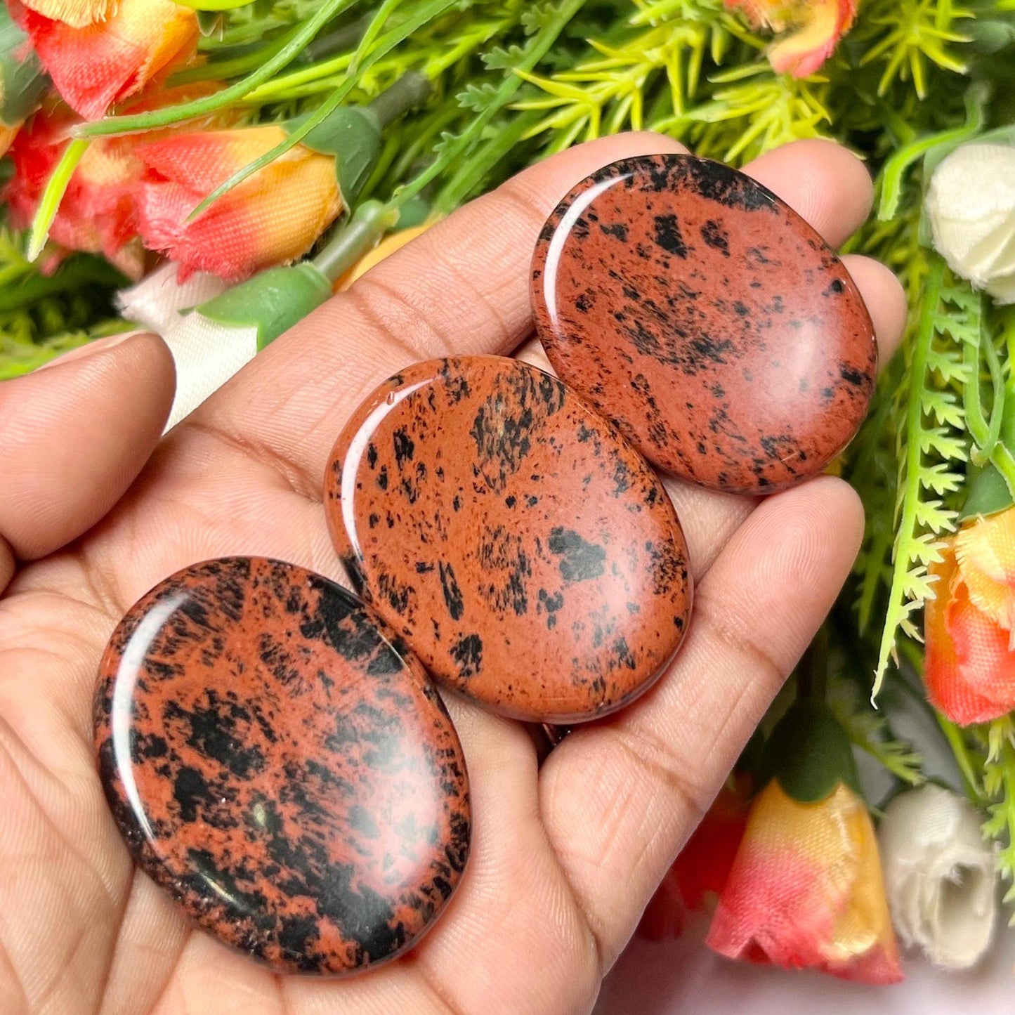 Mahogany Obsidian Stone Worry Stone – Crystal Worry Stone – Pocket Stone – Healing Crystal - 4cmx3cm Thumb Stone One (1) Piece