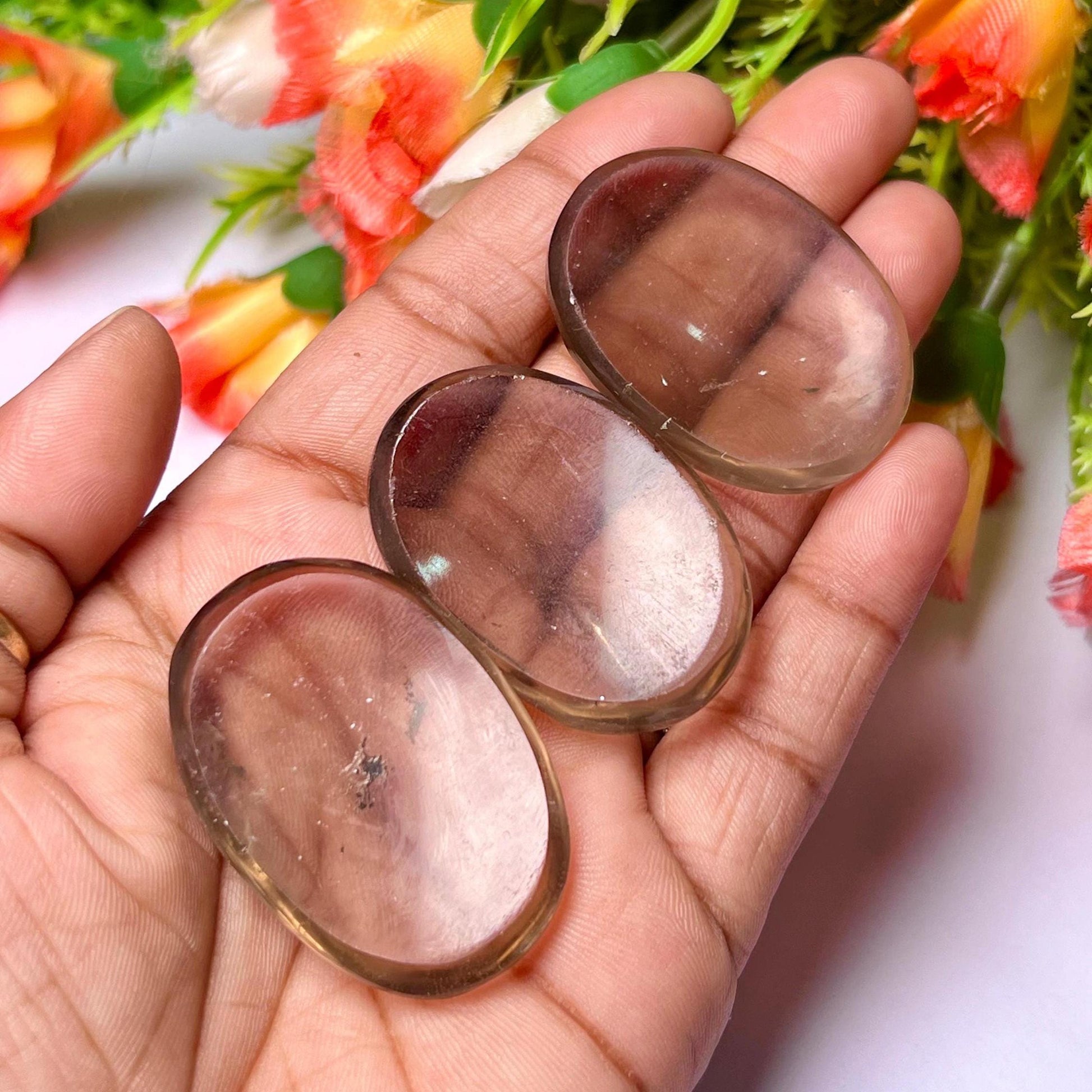 Smoky Quartz Stone Worry Stone – Crystal Worry Stone – Pocket Stone – Healing Crystal - 4cmx3cm Thumb Stone One (1) Piece