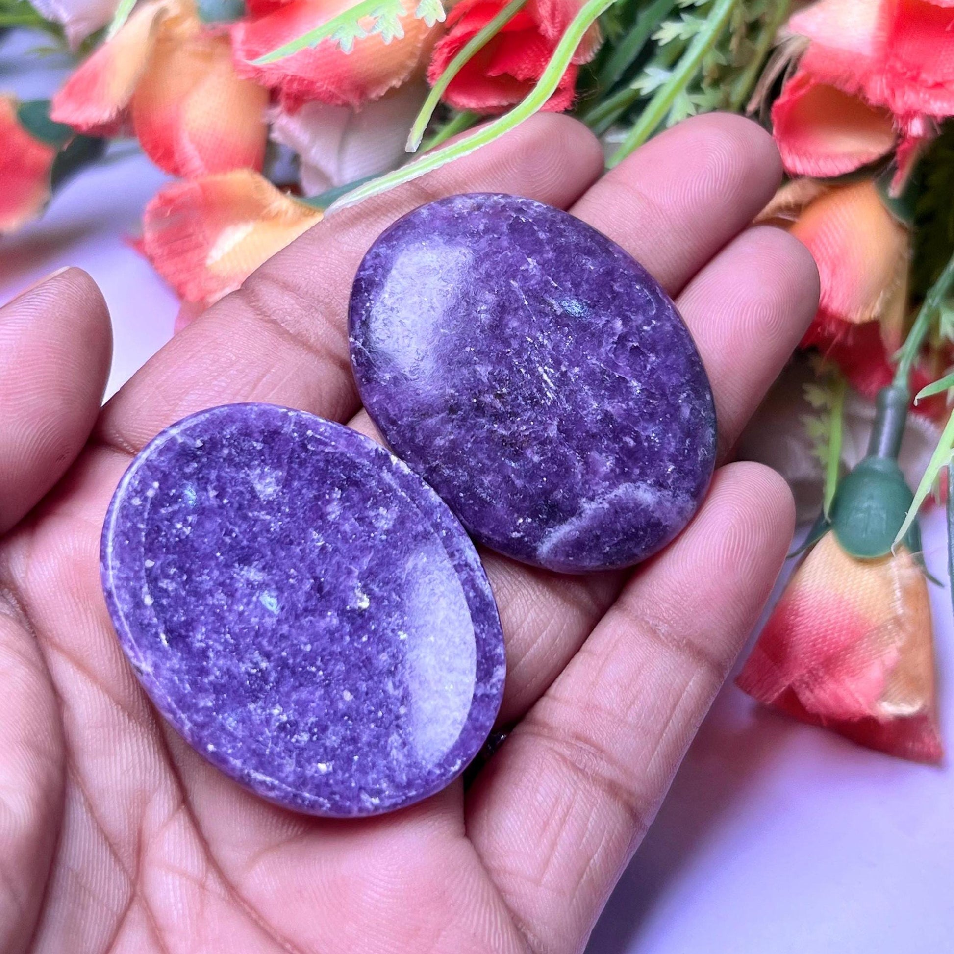 lepidolite Stone Worry Stone – Crystal Worry Stone – Pocket Stone – Healing Crystal - 4cmx3cm Thumb Stone One (1) Piece