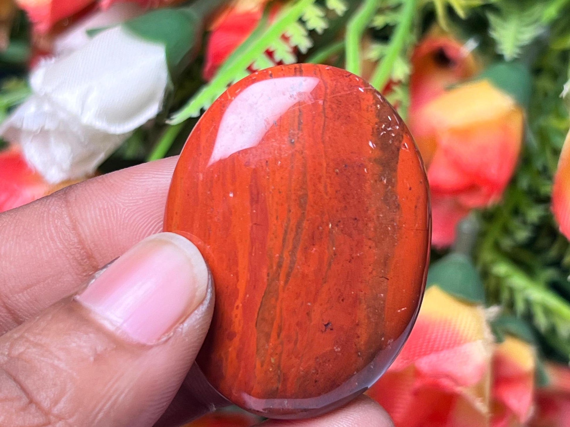 Red Jasper Stone Worry Stone – Crystal Worry Stone – Pocket Stone – Healing Crystal - 4cmx3cm Thumb Stone One (1) Piece