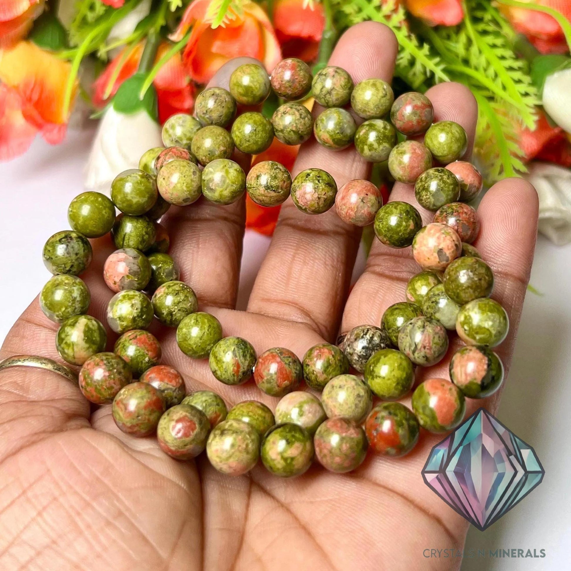 Unakite Stone Bracelet l Stretchable Bracelet l Unisex Bracelet l 8 MM Bracelet