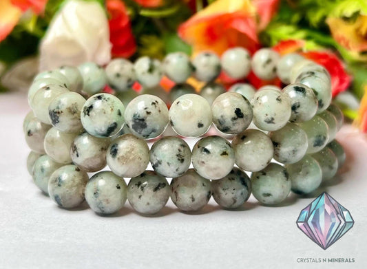 Kiwi Jasper Stone Bracelet l Stretchable Bracelet l Unisex Bracelet l 8 MM Bracelet