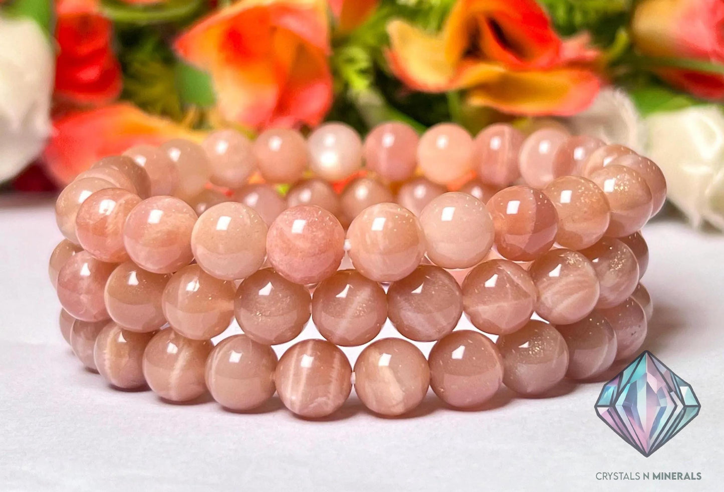 Peach Moonstone Stone Bracelet l Stretchable Bracelet l Unisex Bracelet l 8 MM Bracelet