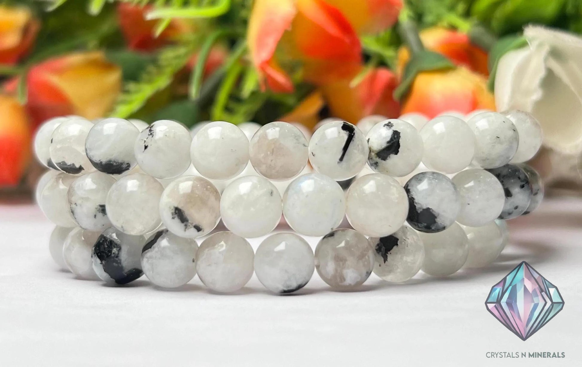 Rainbow Moonstone Stone Bracelet l Stretchable Bracelet l Unisex Bracelet l 8 MM Bracelet