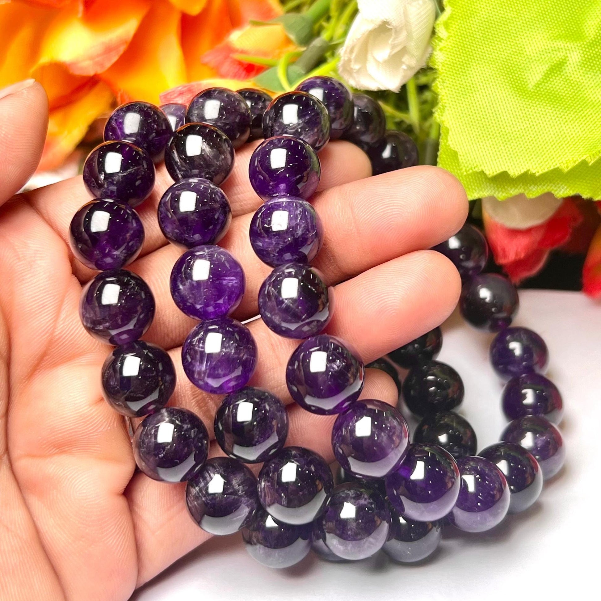 Men's 12 mm Amethyst Stone Bracelet| Jewelry for Men