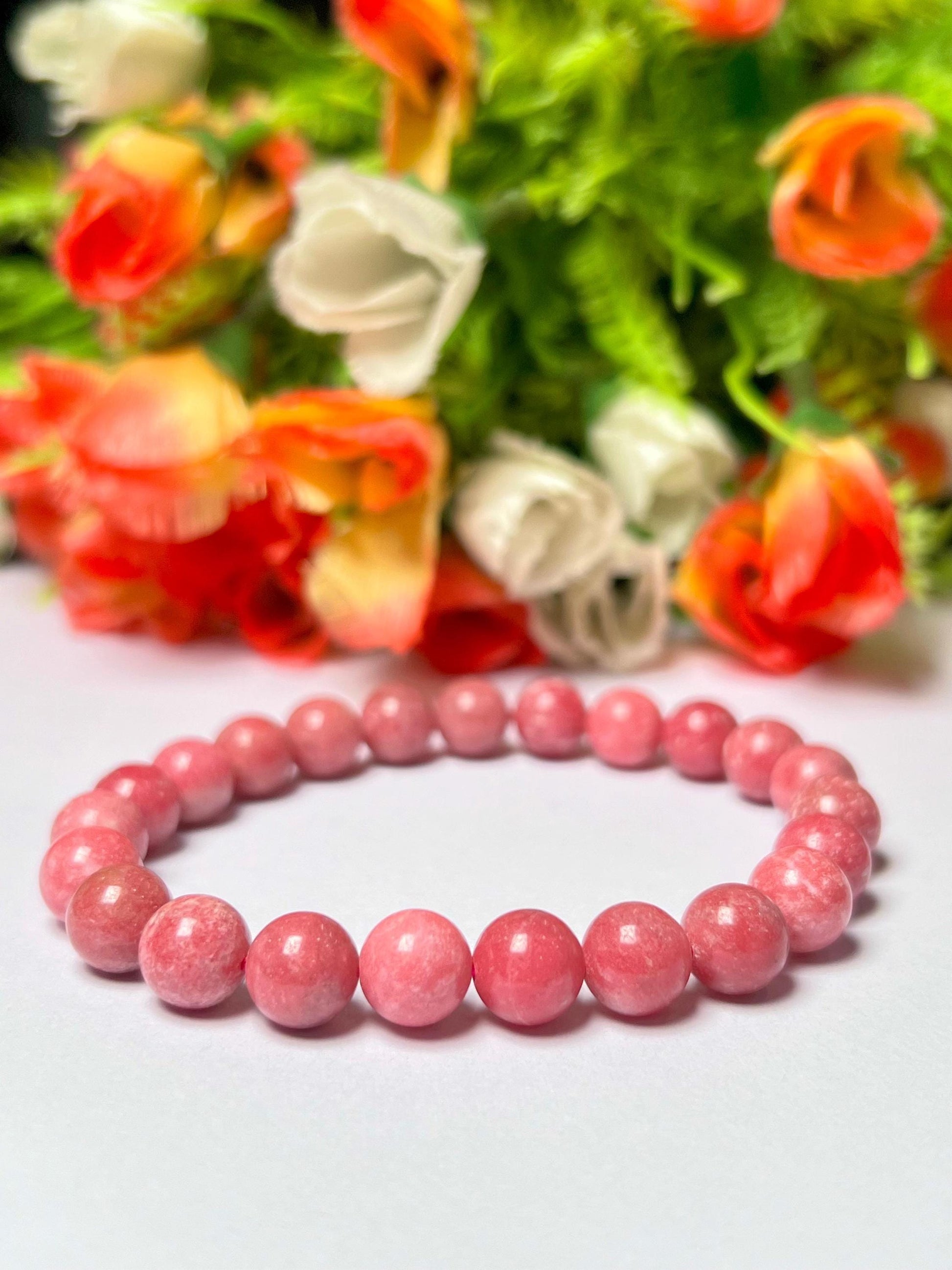 Thulite Stone Bracelet l Stretchable Bracelet l Unisex Bracelet l 8 MM Bracelet