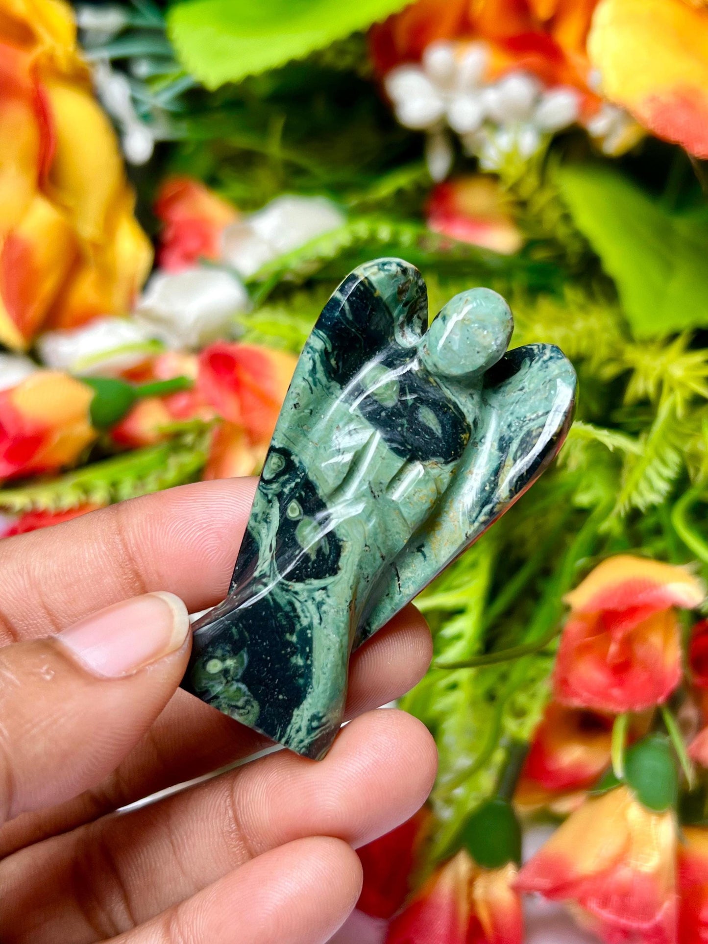 2" Angel Kambaba Jasper Stone Green Stromatolite Crocodile Jasper Galaxy Jasper,Amphibianite Stone Guardian Angel blessed Angelic connection