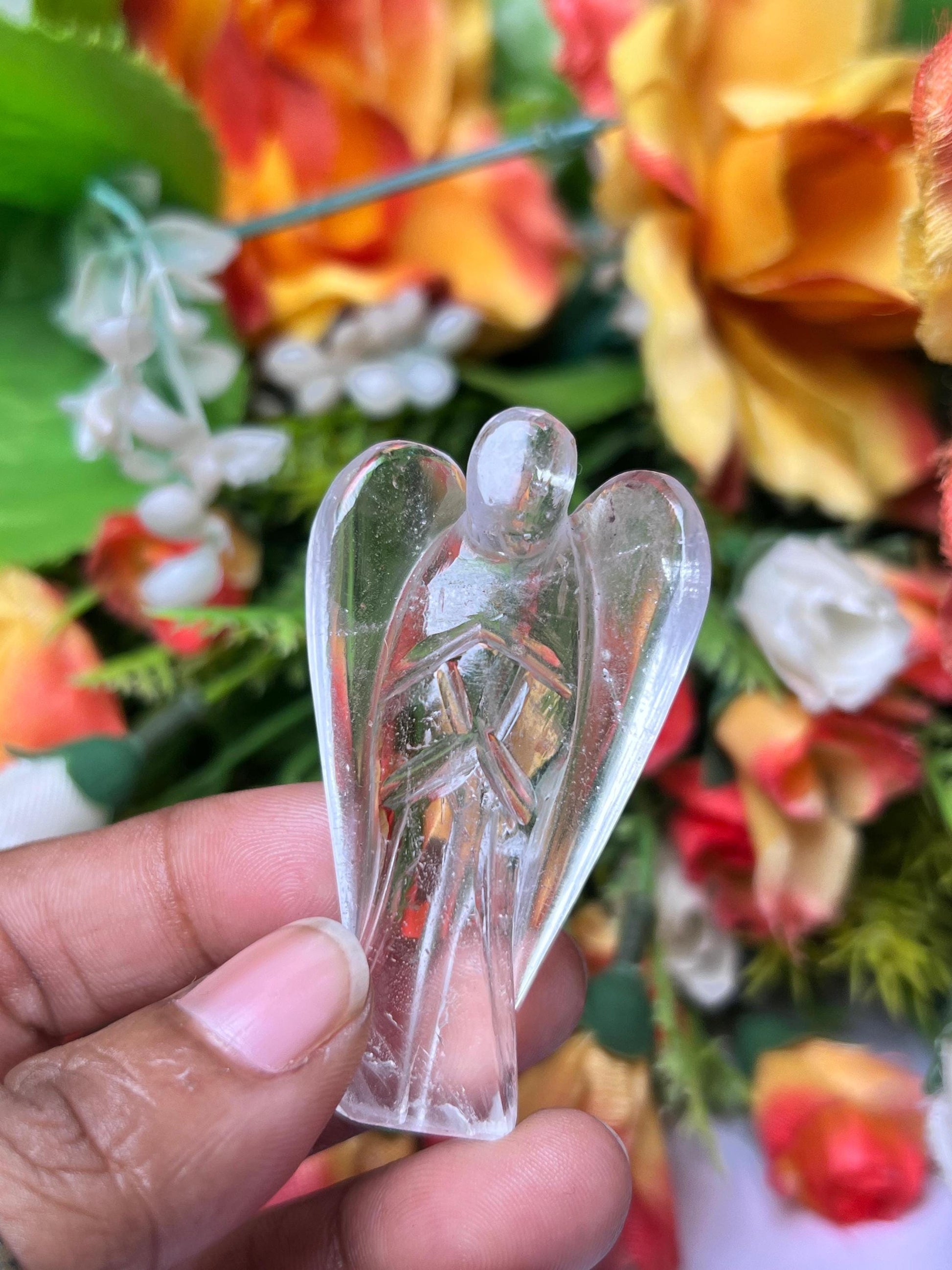 2" Himalayan crystal Quartz Stone ANGEL One(1)Piece Free standing guardian Angel crystal Reiki energy blessed hand carved Angelic connection