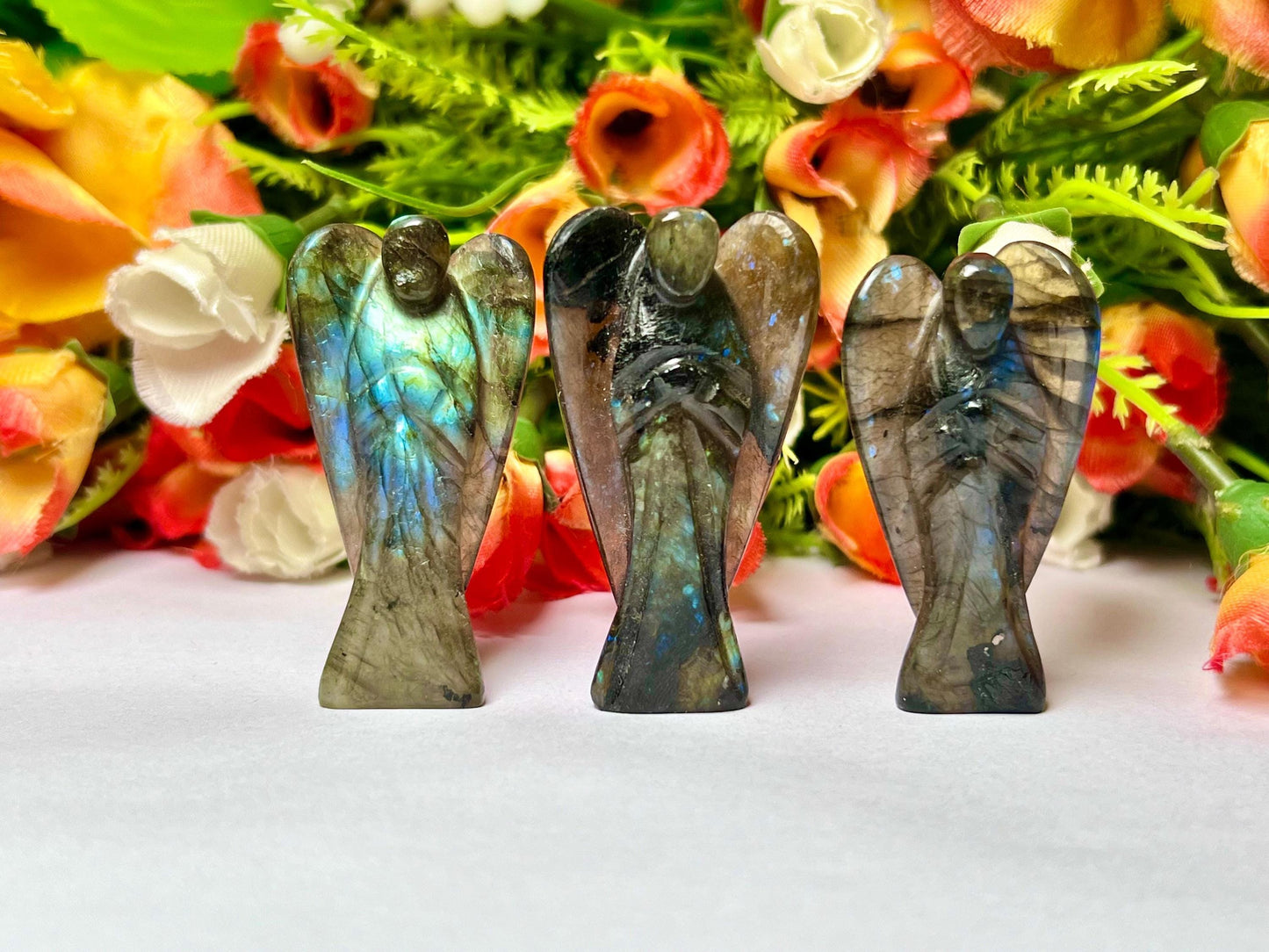 2" Labradorite Stone ANGEL (1) Piece Free standing guardian Angel crystal Reiki energy blessed hand carved Pocket Angel Angelic connection