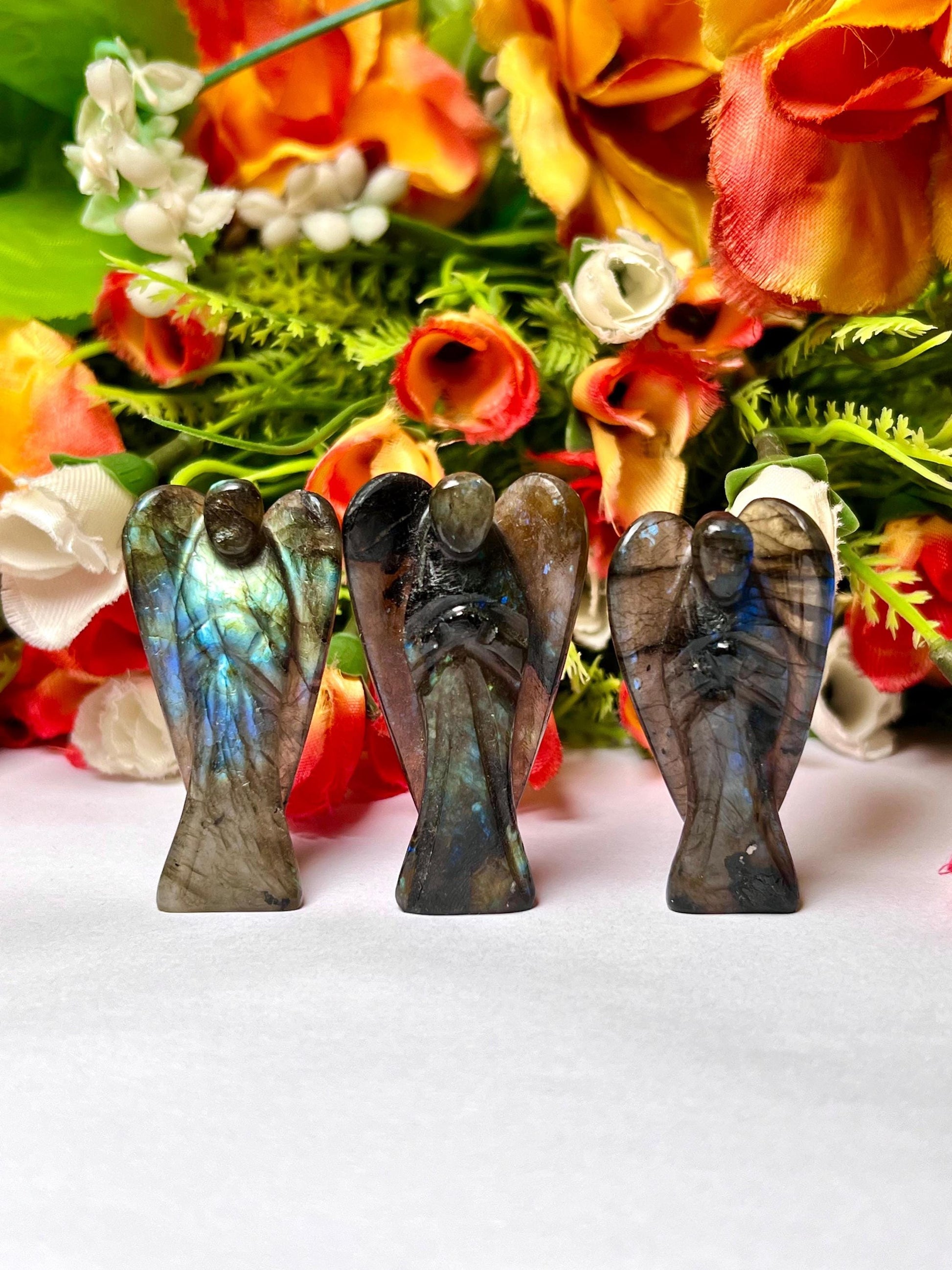 2" Labradorite Stone ANGEL (1) Piece Free standing guardian Angel crystal Reiki energy blessed hand carved Pocket Angel Angelic connection