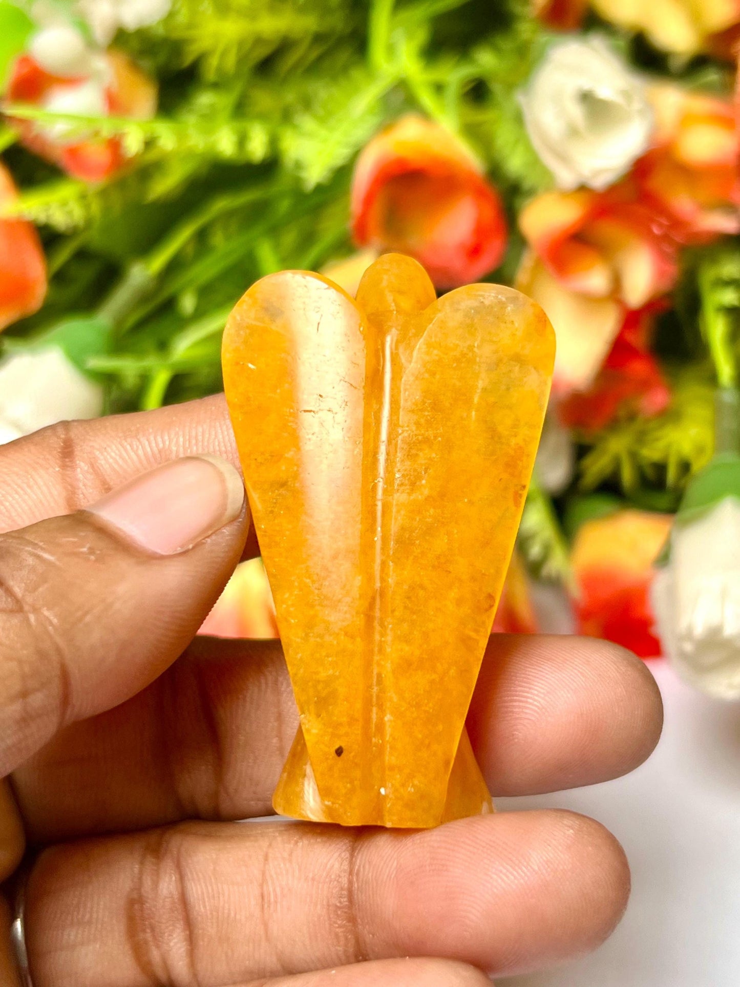 2" Golden Healer Quartz Stone ANGEL (1) Piece Free standing guardian Angel crystal Reiki energy blessed hand carved Angelic connection