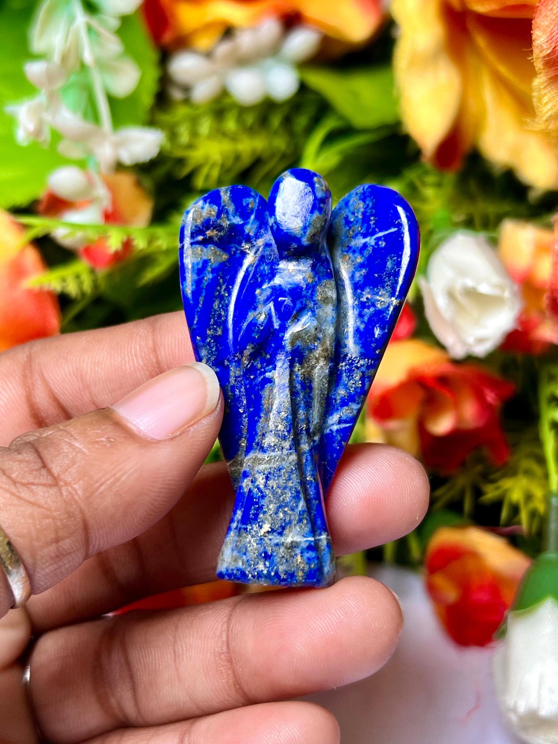 2" Lapis Lazuli Stone ANGEL (1) Piece Free standing guardian Angel crystal Reiki energy blessed hand carved Pocket Angel Angelic connection