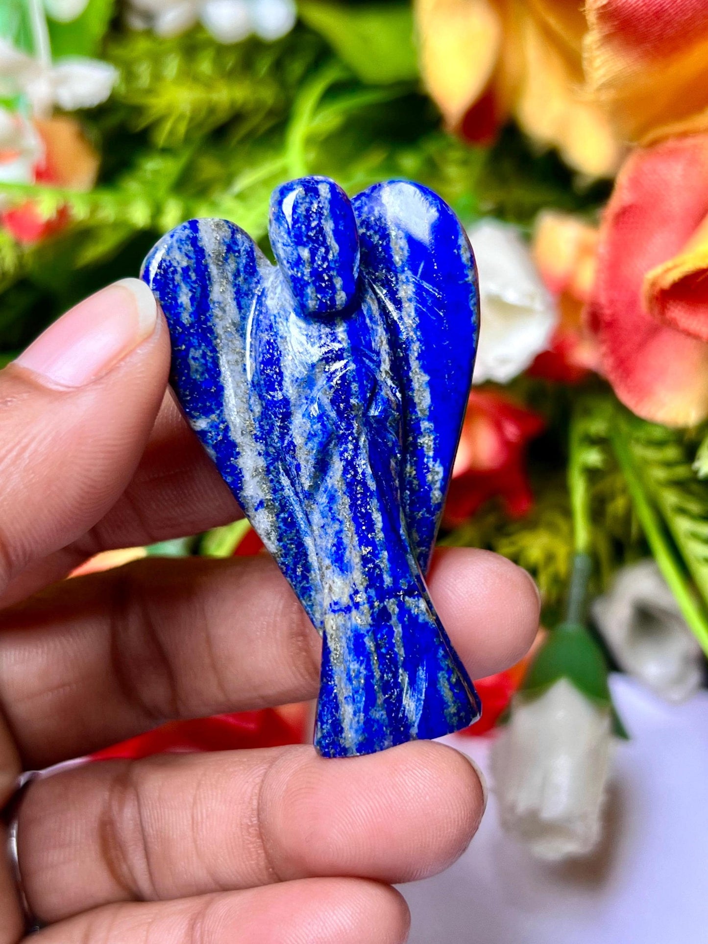 2" Lapis Lazuli Stone ANGEL (1) Piece Free standing guardian Angel crystal Reiki energy blessed hand carved Pocket Angel Angelic connection