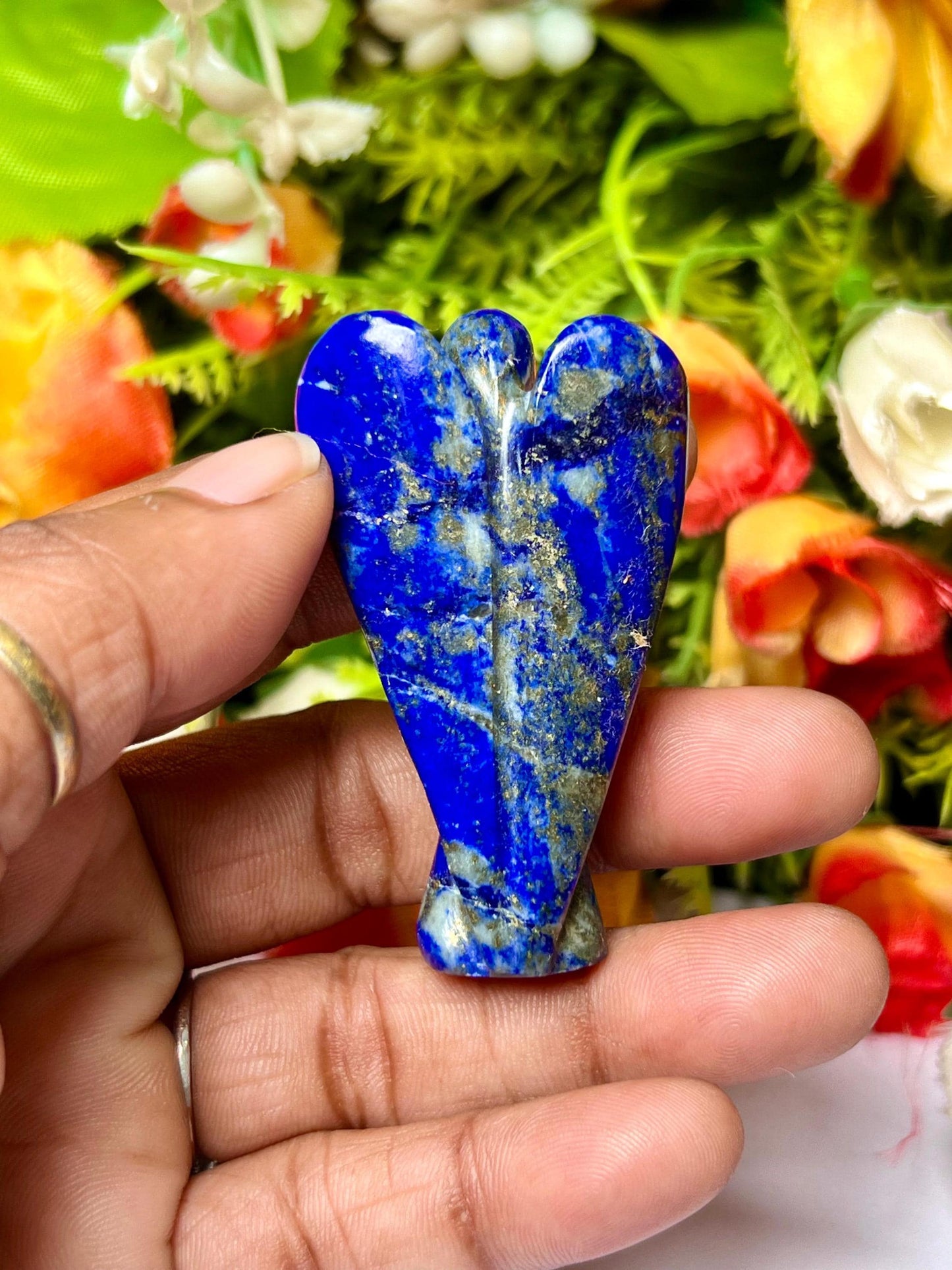 2" Lapis Lazuli Stone ANGEL (1) Piece Free standing guardian Angel crystal Reiki energy blessed hand carved Pocket Angel Angelic connection