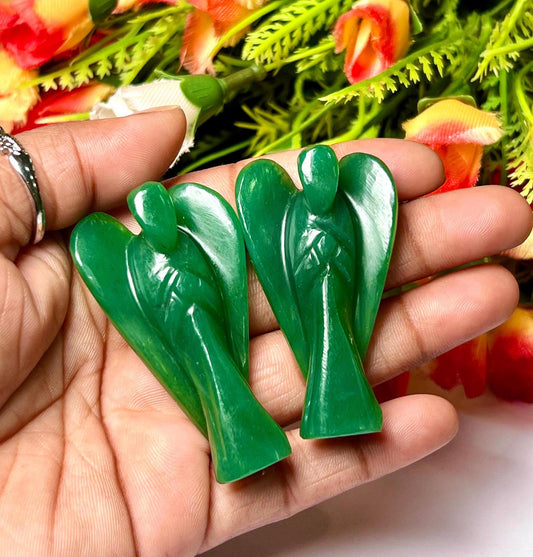 2" Green Jade Stone ANGEL One(1) Piece Free standing guardian Angel crystal Reiki energy blessed hand carved Pocket Angel Angelic connection