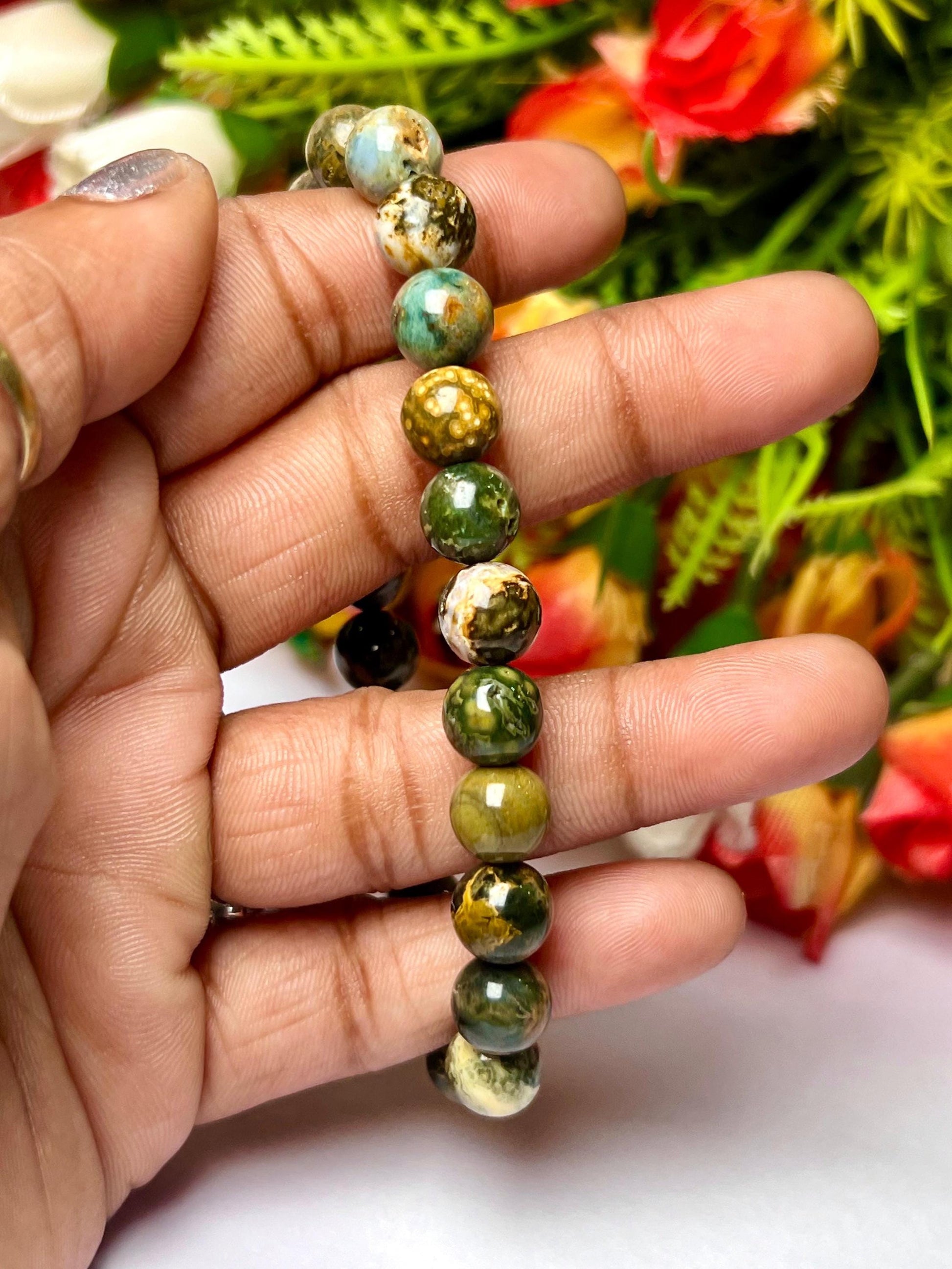 Ocean Jasper Stone Bracelet l Stretchable Bracelet l Unisex Bracelet l 8 MM Bracelet