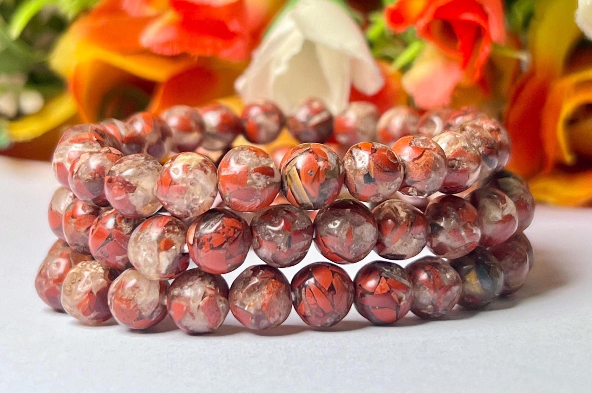 Brecciated Jasper Stone Bracelet l Stretchable Bracelet l Unisex Bracelet l 8 MM Bracelet