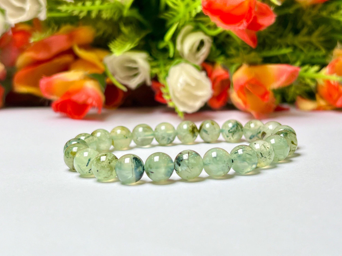 Prehnite Stone Bracelet l Stretchable Bracelet l Unisex Bracelet l 8 MM Bracelet