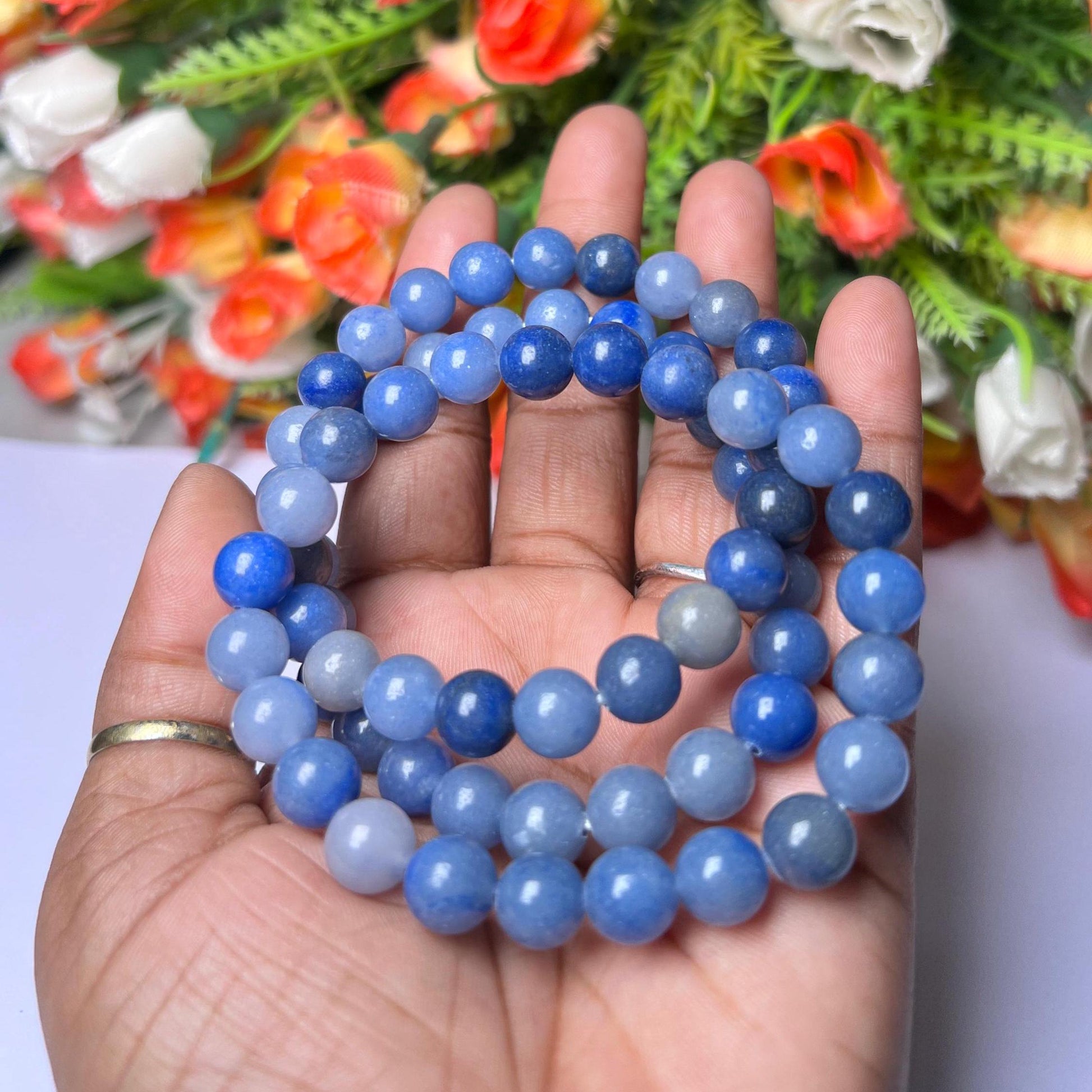 Blue Aventurine Stone Bracelet l Stretchable Bracelet l Unisex Bracelet l 8 MM Bracelet