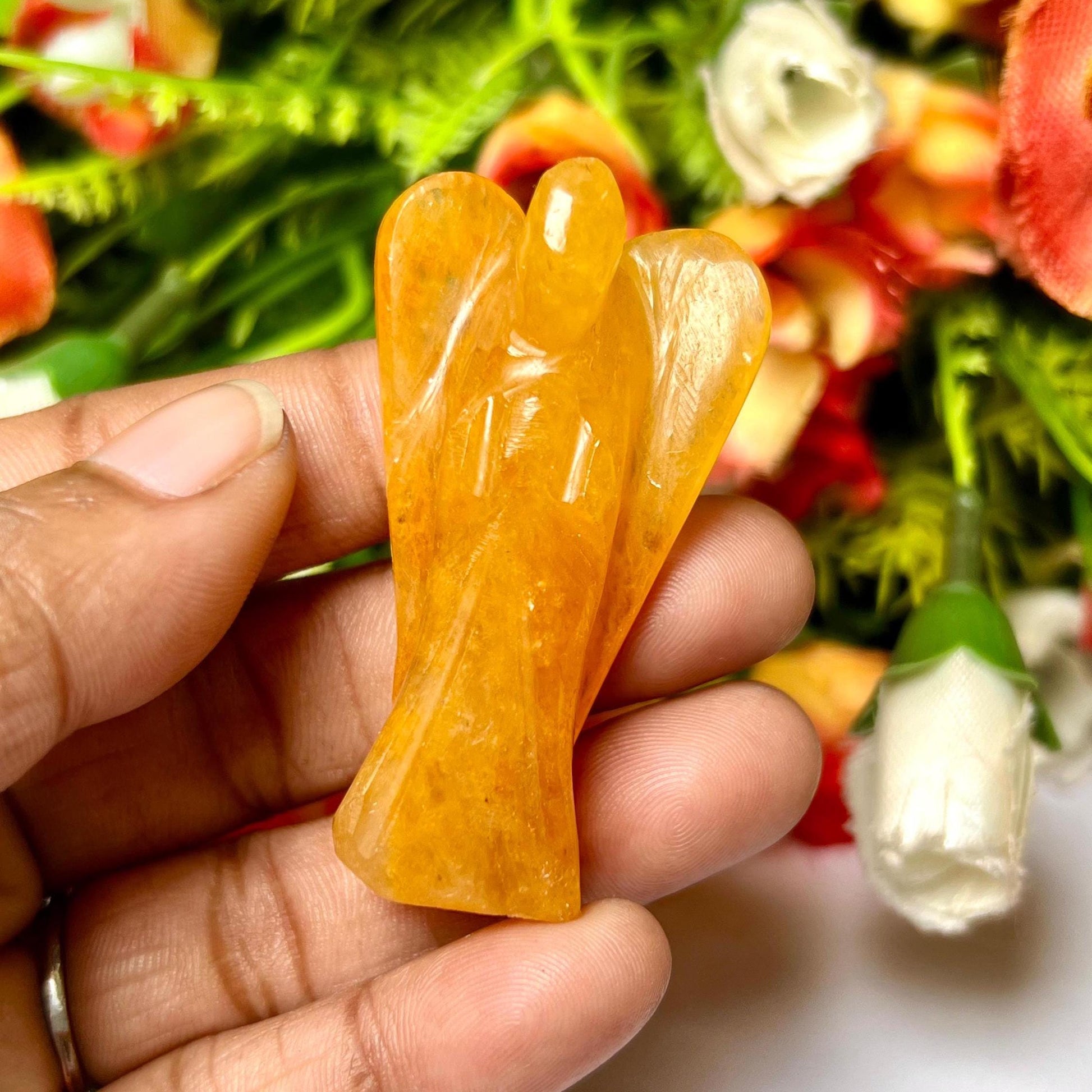 2" Golden Healer Quartz Stone ANGEL (1) Piece Free standing guardian Angel crystal Reiki energy blessed hand carved Angelic connection