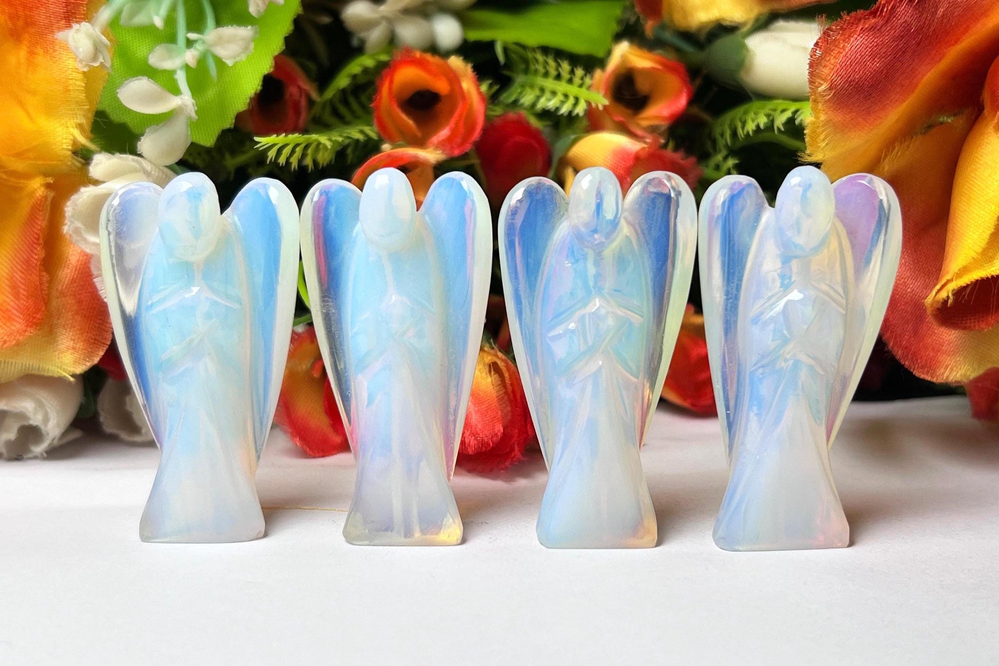 2" Opalite Stone ANGEL One(1) Piece Free standing guardian Angel crystal Reiki energy blessed hand carved Pocket Angel Angelic connection