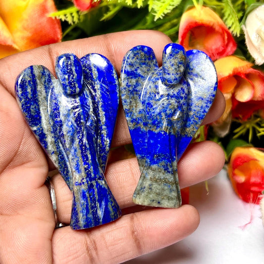 2" Lapis Lazuli Stone ANGEL (1) Piece Free standing guardian Angel crystal Reiki energy blessed hand carved Pocket Angel Angelic connection