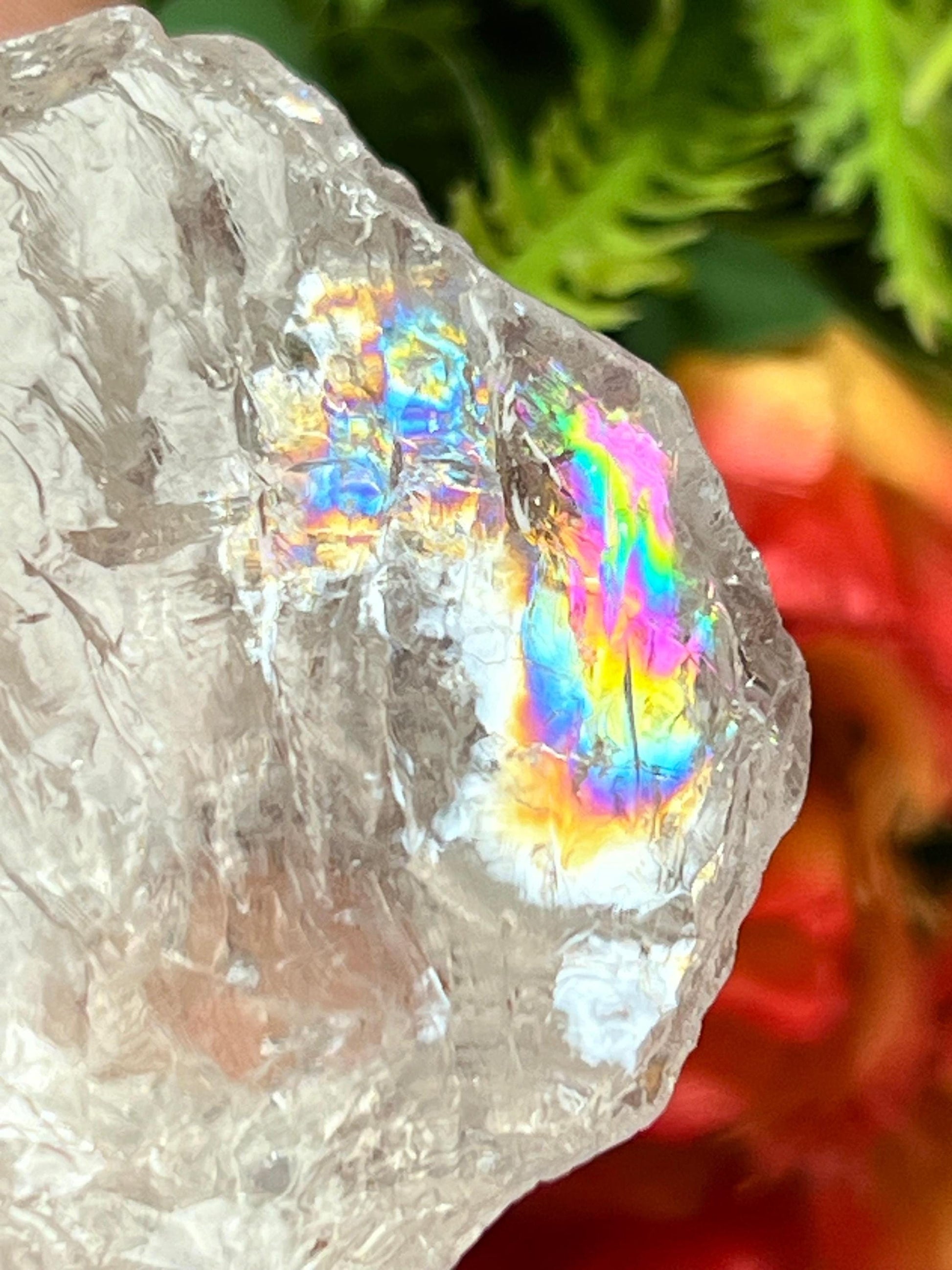 Premium Rainbow Satyaloka Quartz Crystal Natural Rough Stone with Beautiful Rainbow 81 Gram