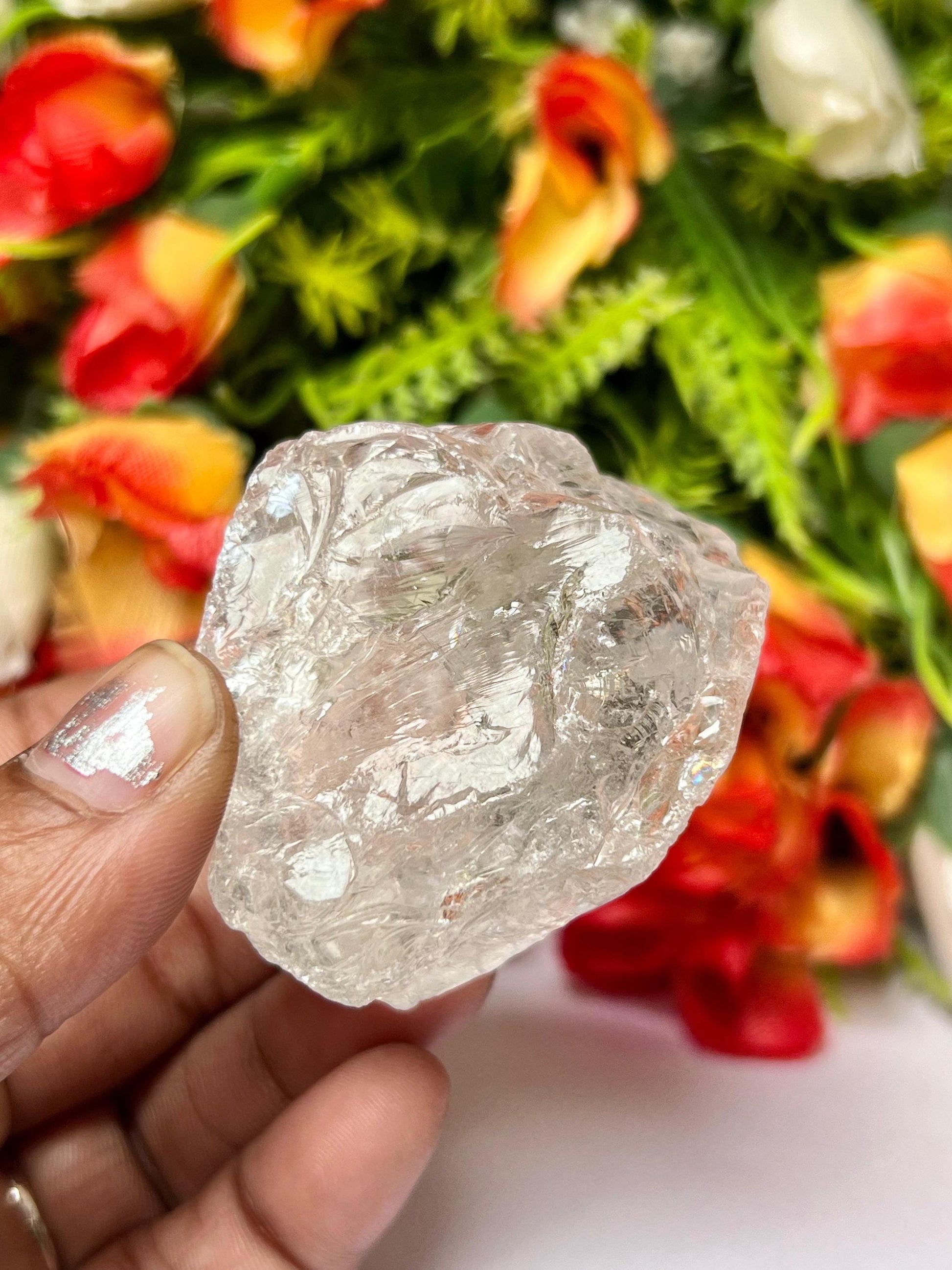 Premium Rainbow Satyaloka Quartz Crystal Natural Rough Stone with Beautiful Rainbow 81 Gram