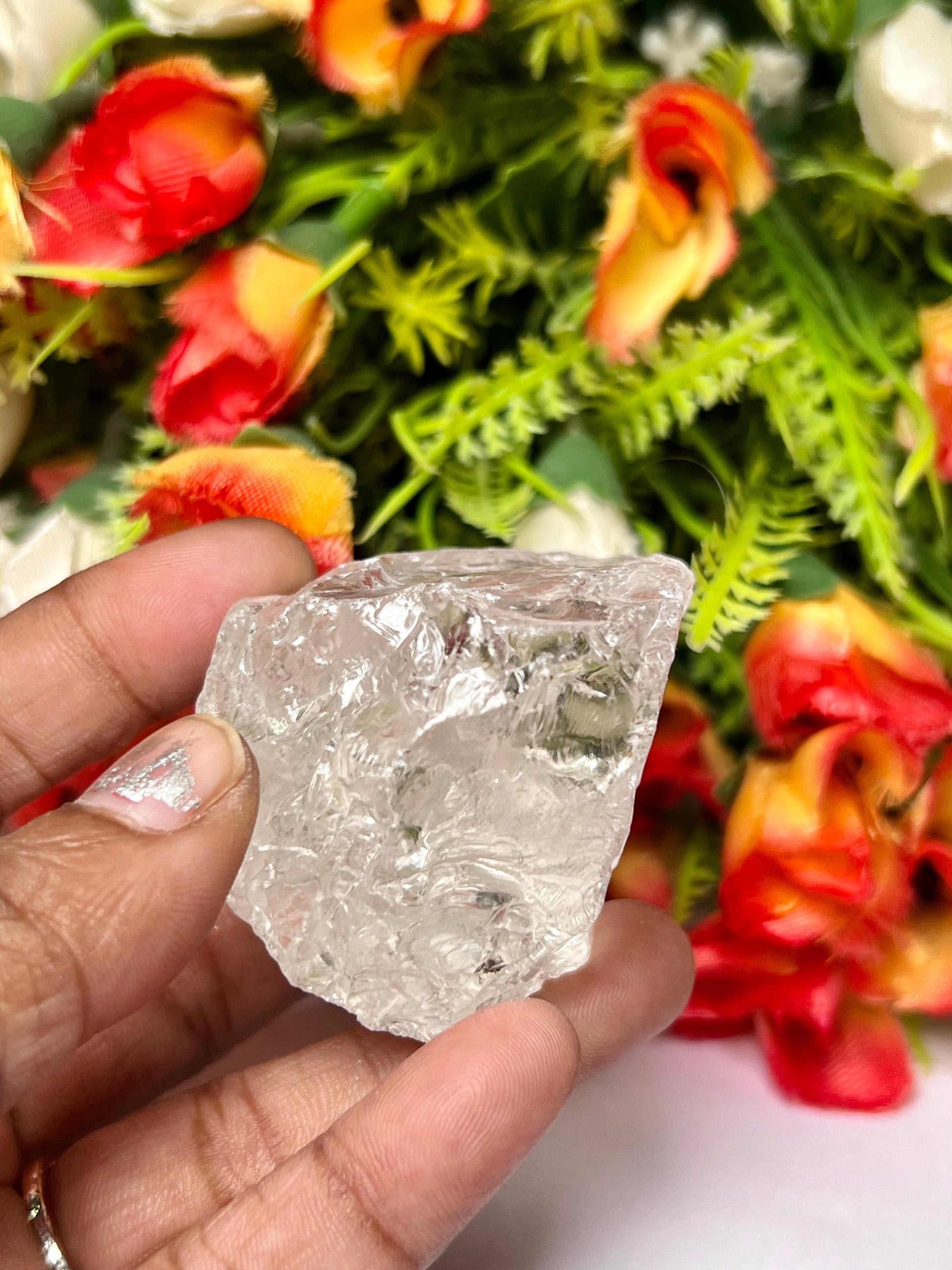 Premium Rainbow Satyaloka Quartz Crystal Natural Rough Stone with Beautiful Rainbow 81 Gram