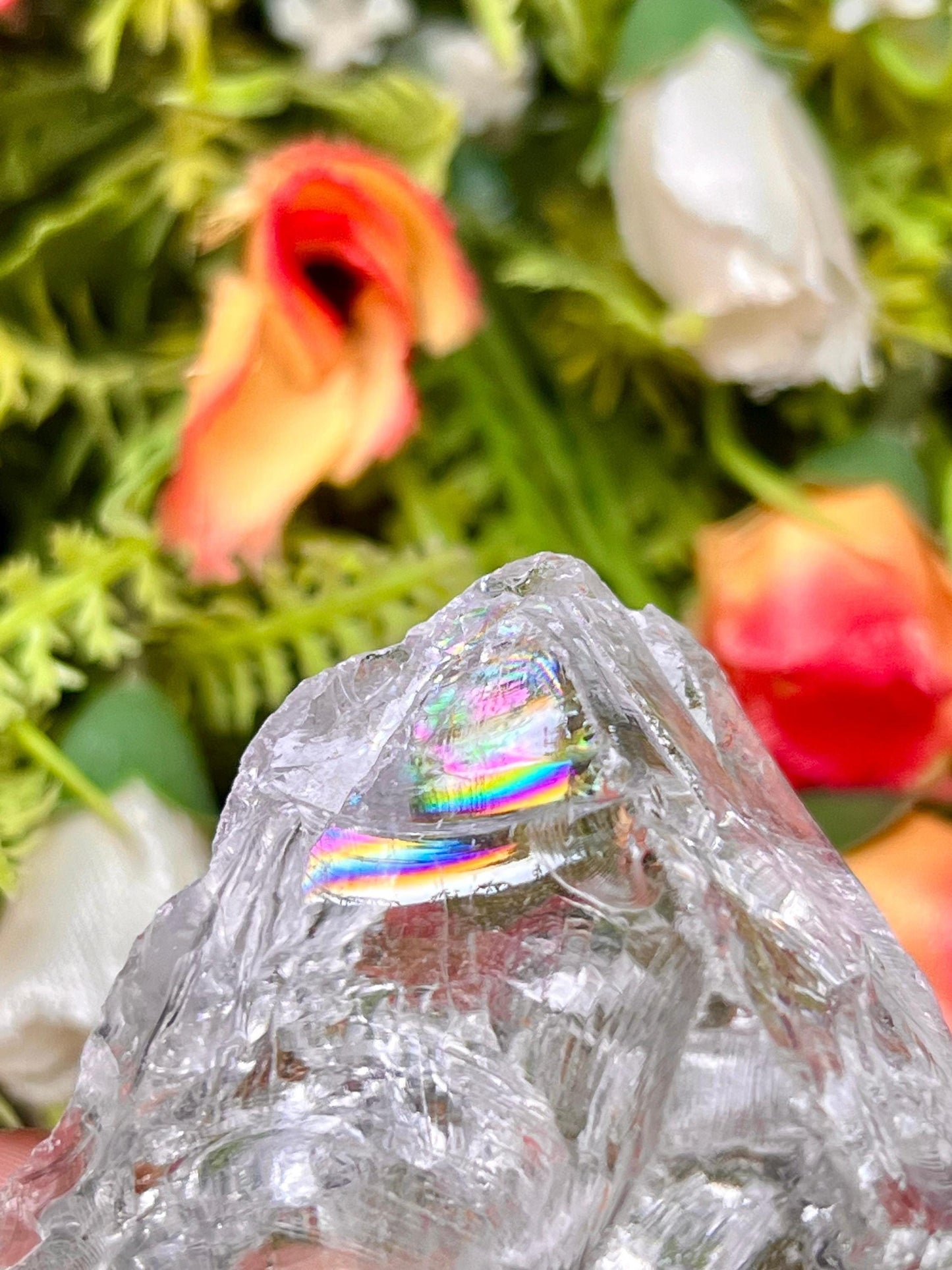 Premium Rainbow Satyaloka Quartz Crystal Natural Rough Stone with Beautiful Rainbow 107 Gram