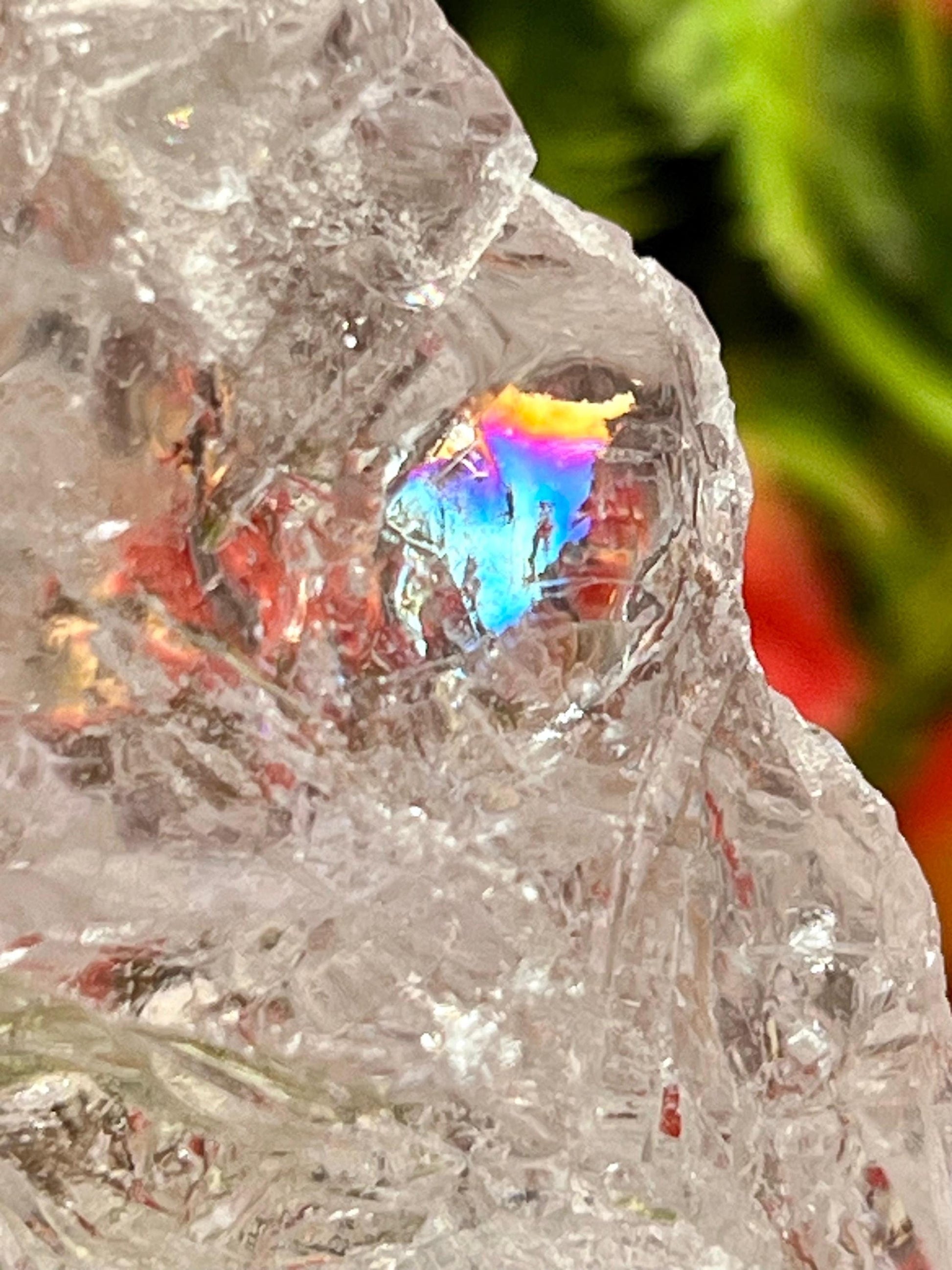 Premium Rainbow Satyaloka Quartz Crystal Natural Rough Stone with Beautiful Rainbow 57 Gram