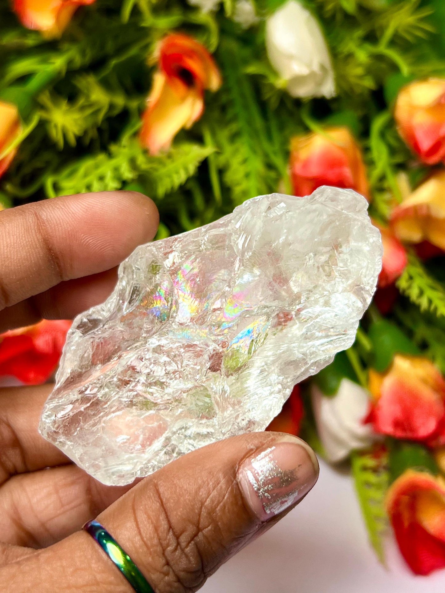 Premium Rainbow Satyaloka Quartz Crystal Natural Rough Stone with Beautiful Rainbow 76 Gram