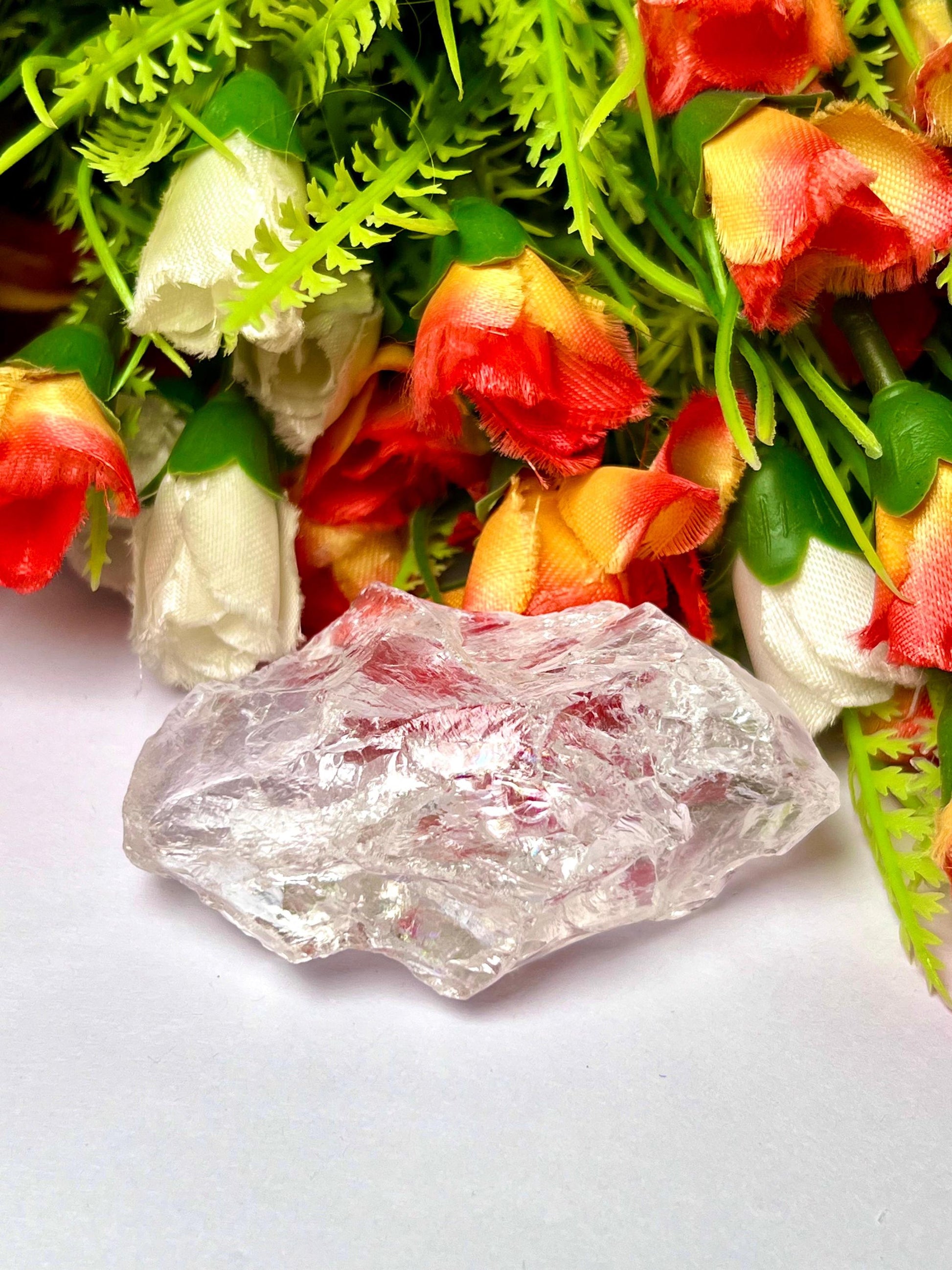 Premium Rainbow Satyaloka Quartz Crystal Natural Rough Stone with Beautiful Rainbow 76 Gram