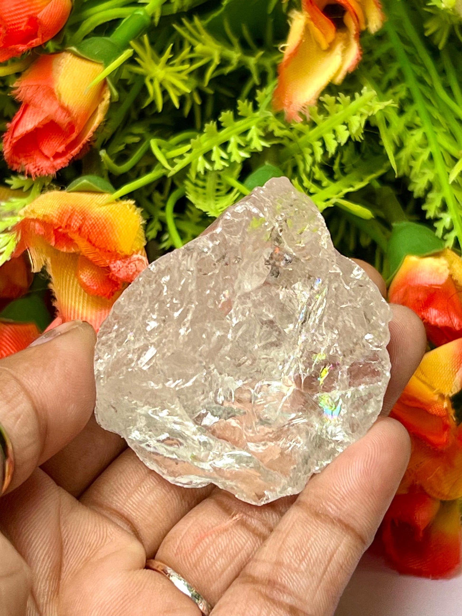 Premium Rainbow Satyaloka Quartz Crystal Natural Rough Stone with Beautiful Rainbow 69 Gram