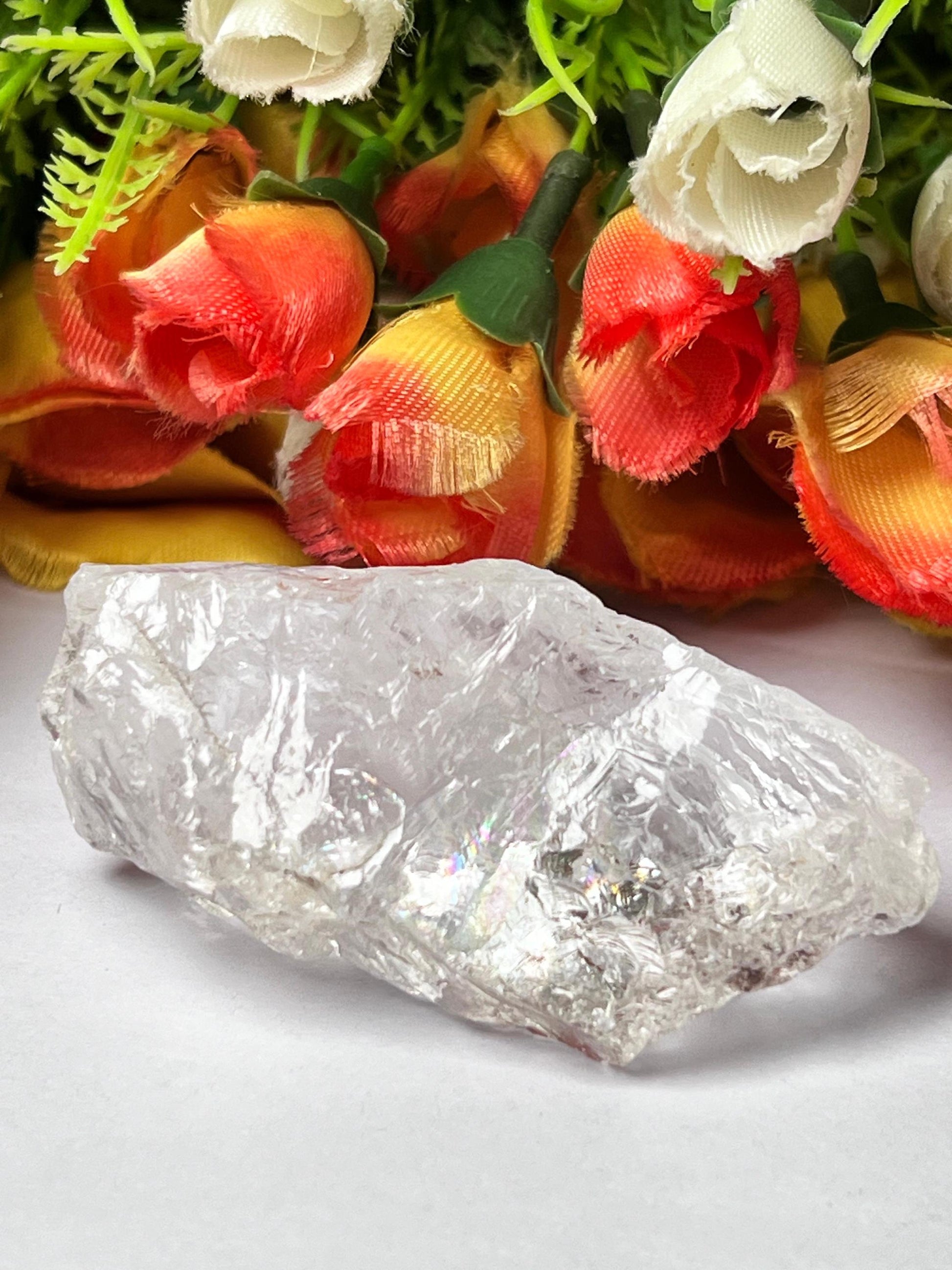 Premium Rainbow Satyaloka Quartz Crystal Natural Rough Stone with Beautiful Rainbow 72 Gram