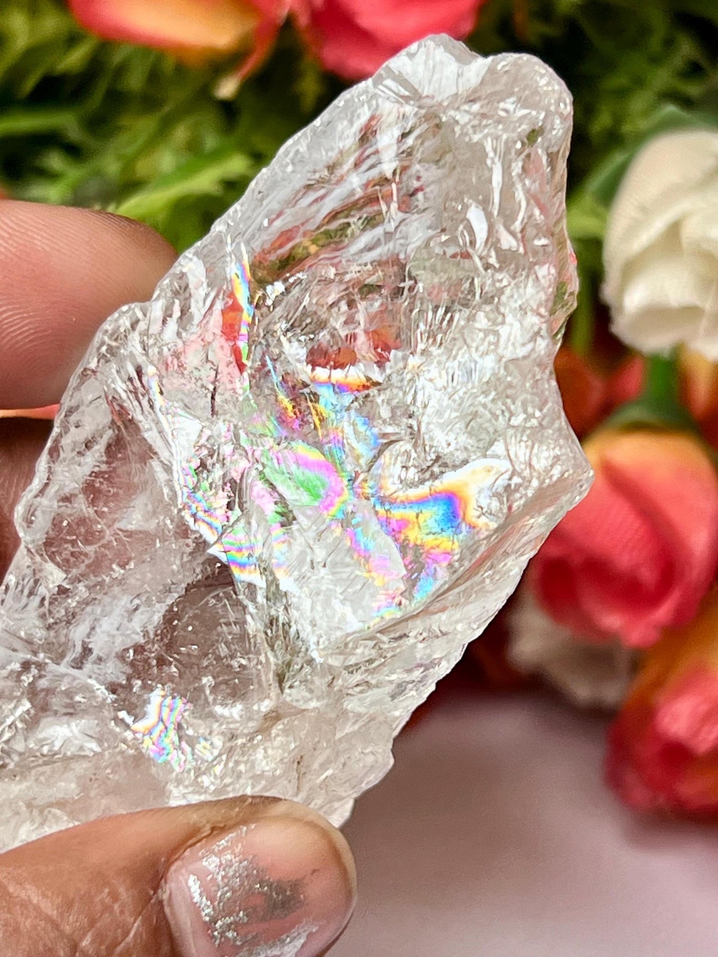 Premium Rainbow Satyaloka Quartz Crystal Natural Rough Stone with Beautiful Rainbow 72 Gram