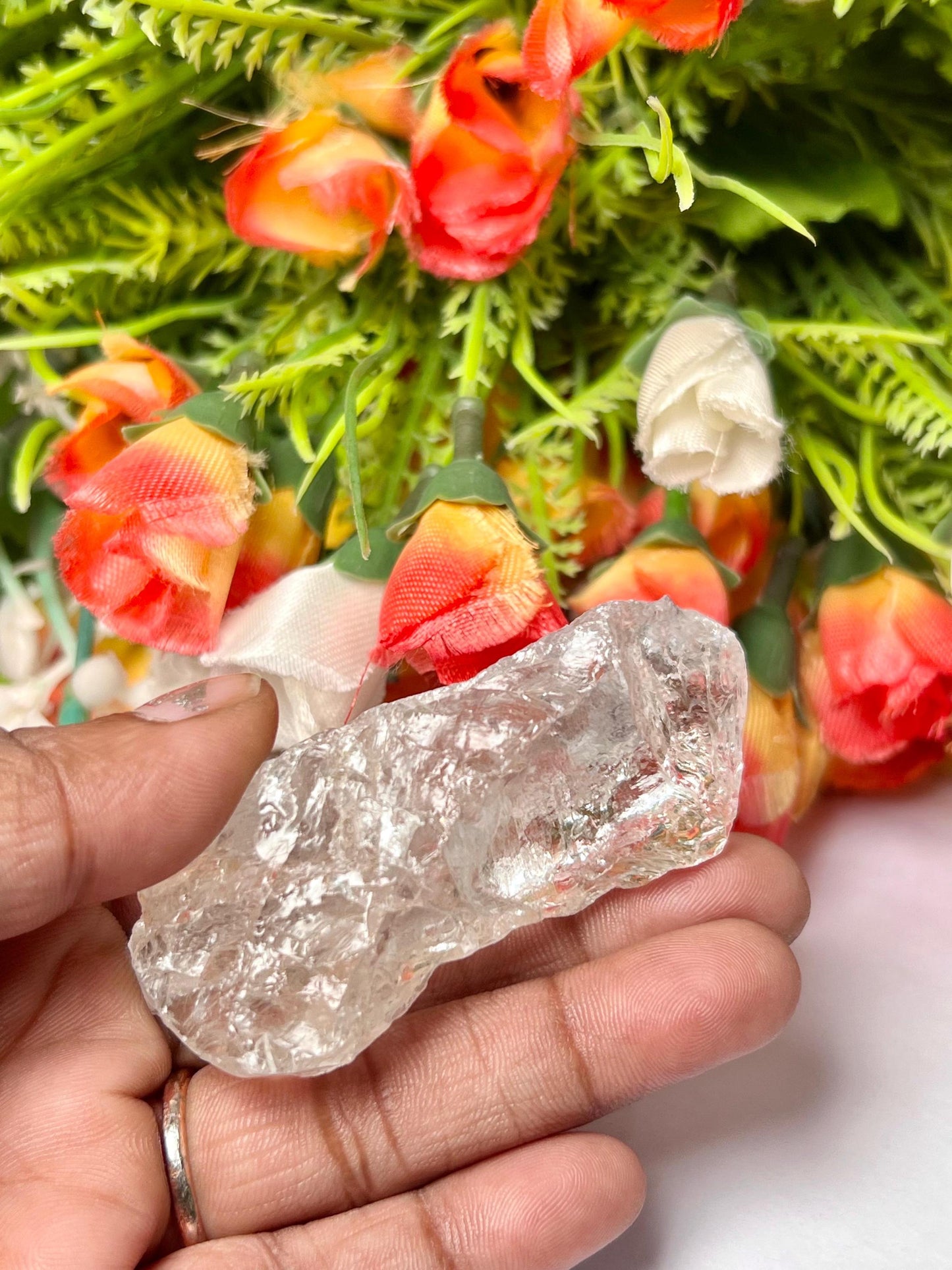 Premium Rainbow Satyaloka Quartz Crystal Natural Rough Stone with Beautiful Rainbow 72 Gram