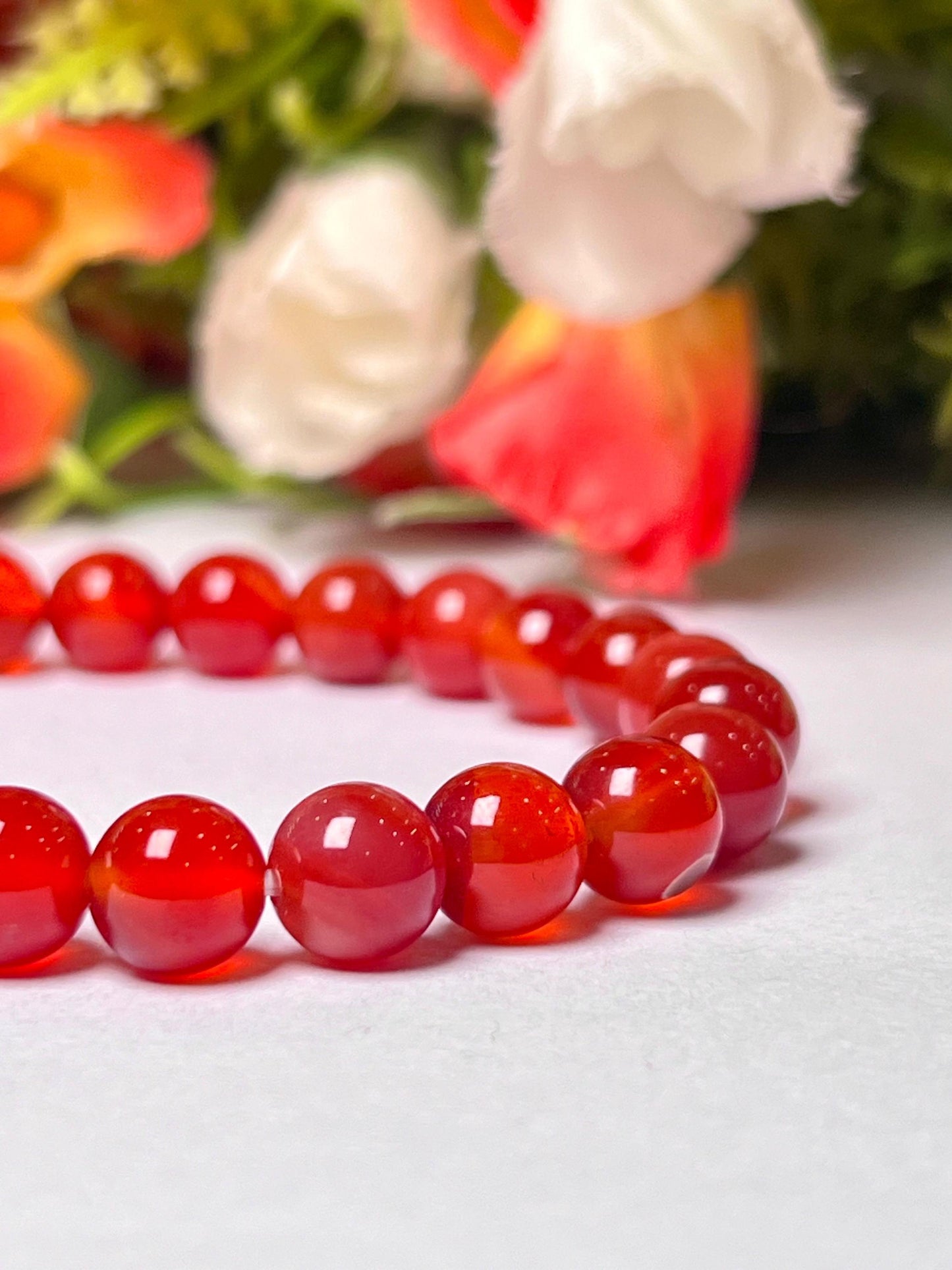 Red Onyx Stone Bracelet l Stretchable Bracelet l Unisex Bracelet l 8 MM Bracelet