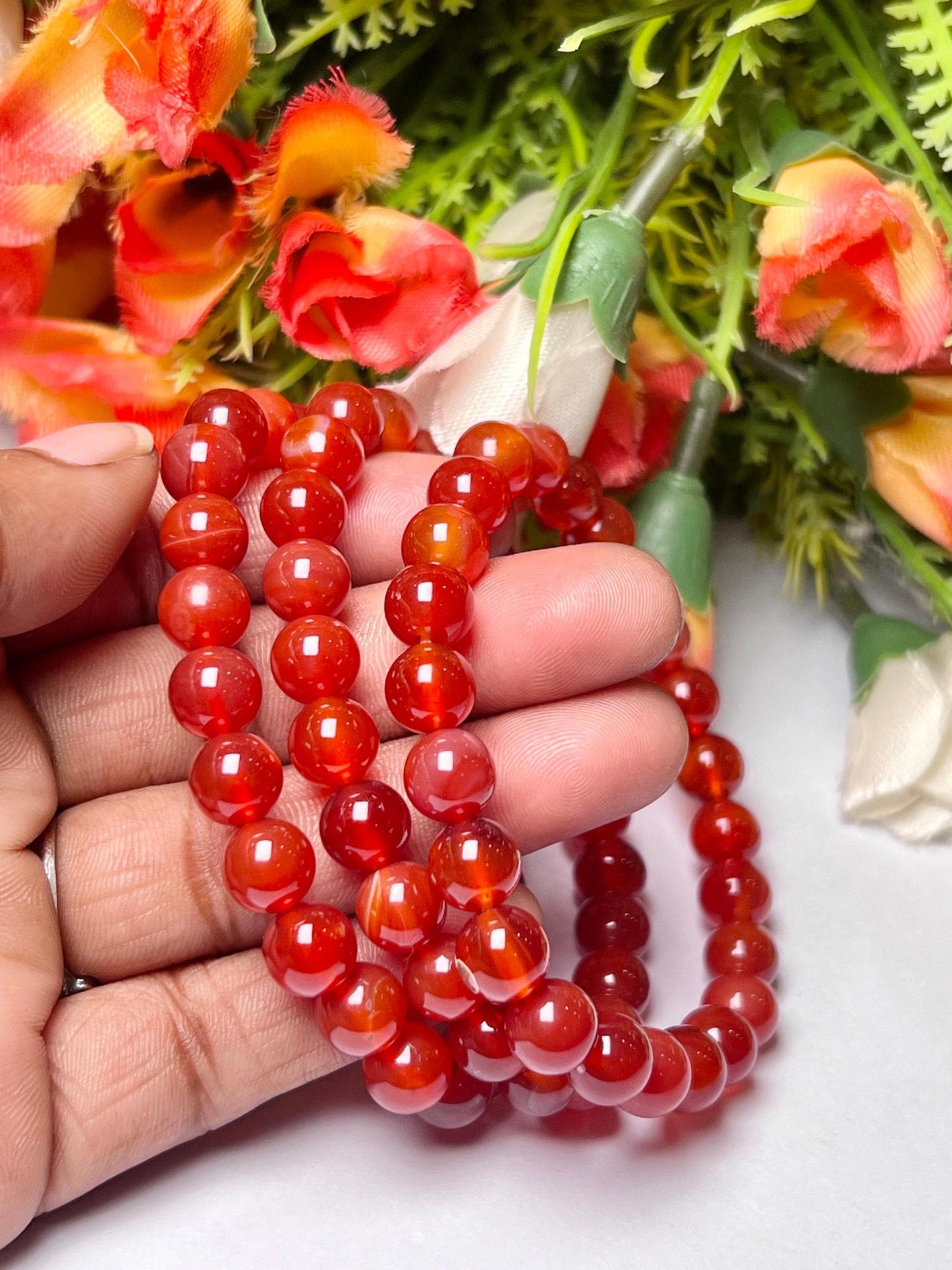 Red Onyx Stone Bracelet l Stretchable Bracelet l Unisex Bracelet l 8 MM Bracelet