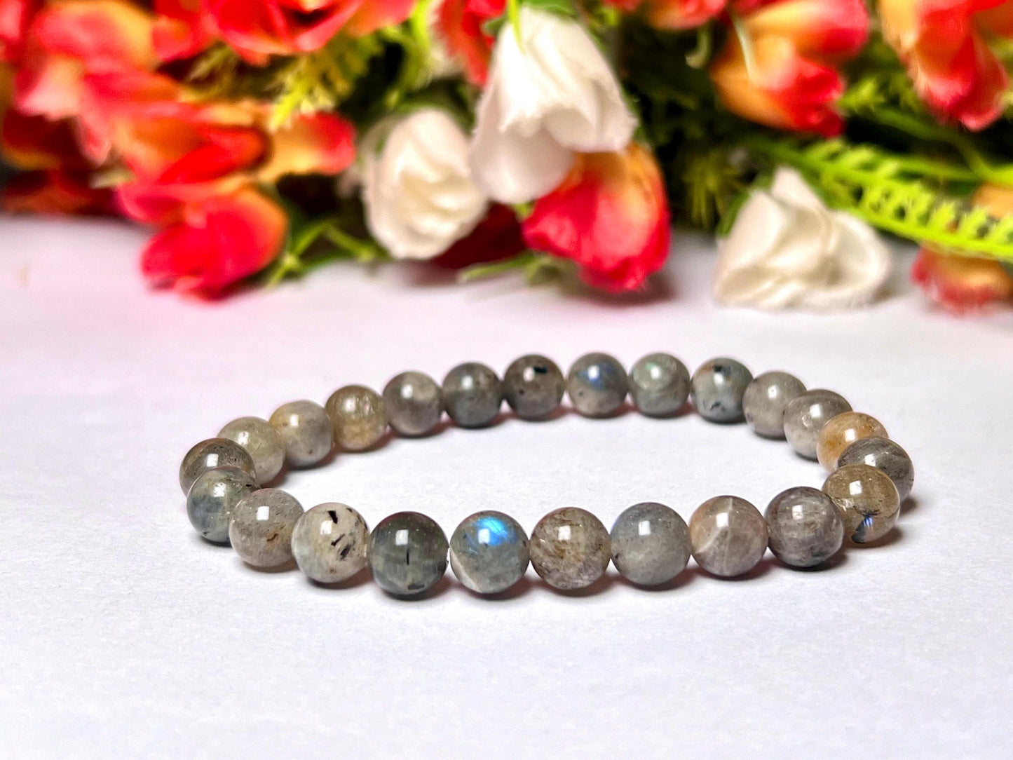 Labradorite Stone Bracelet l Stretchable Bracelet l Unisex Bracelet l 8 MM Bracelet